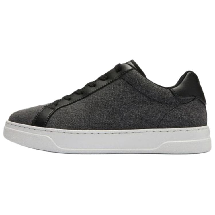 COACH Highline Fabric Synthetic Leather Cow Split Leather Round Toe Flat Lace-Up Low-Top Sneakers Men's Black