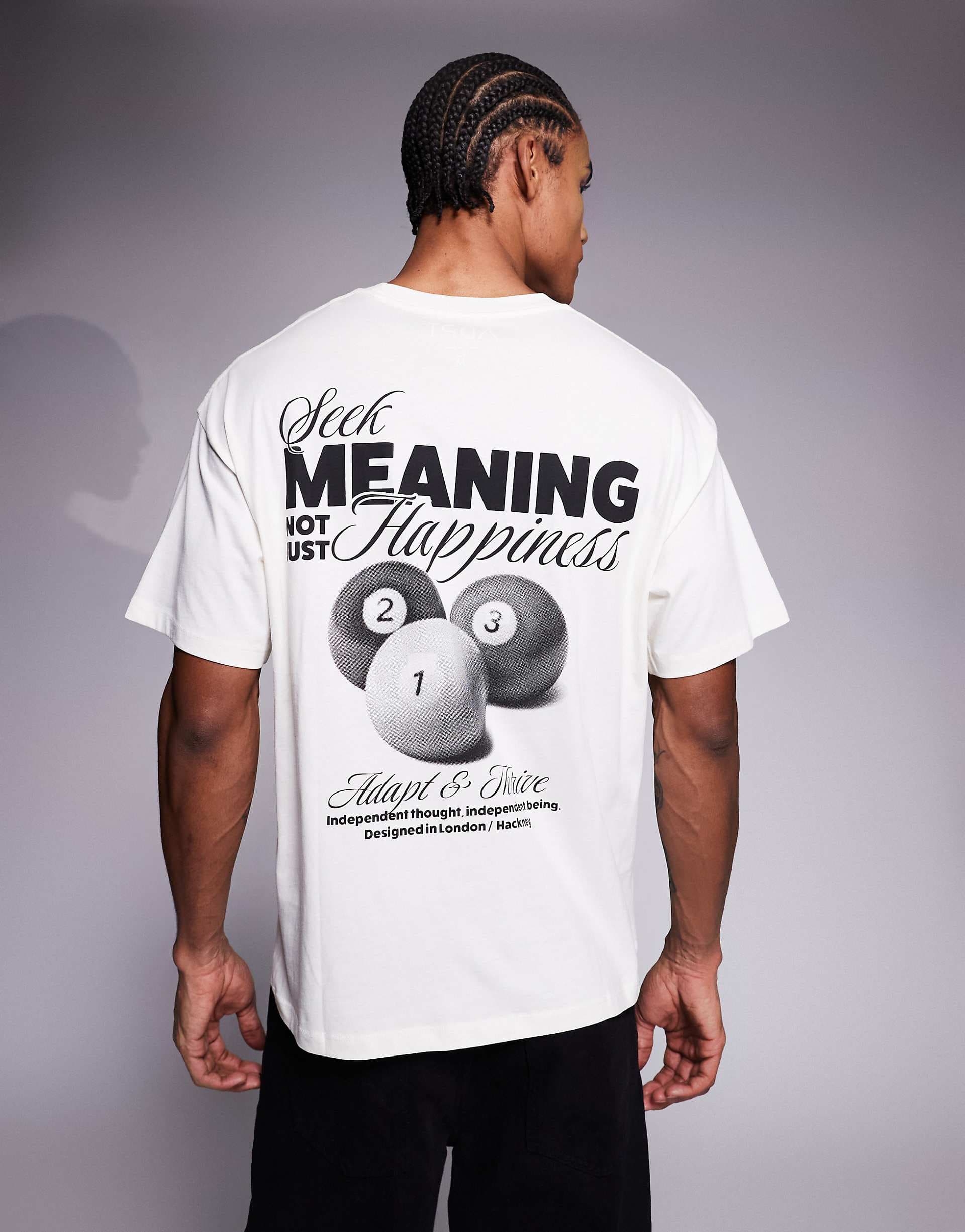 ADPT oversized t-shirt with billiards back print in cream