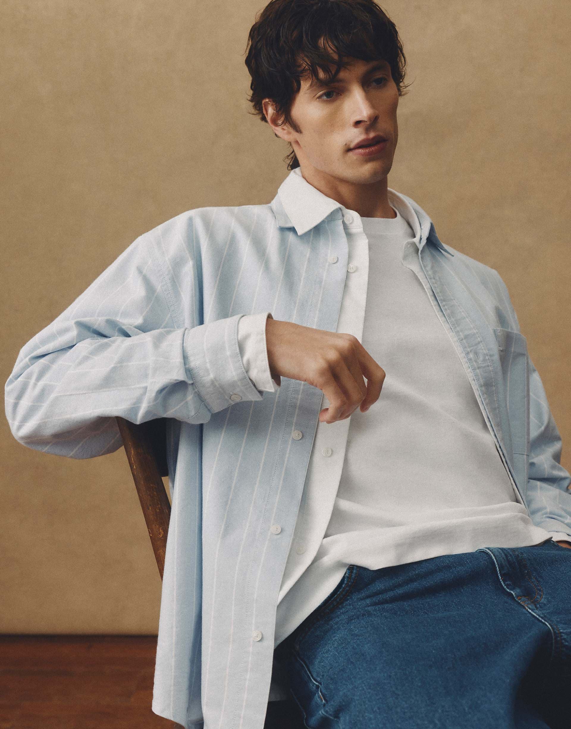 ASOS COLLECTIVE super oversized striped oxford shirt in blue and white
