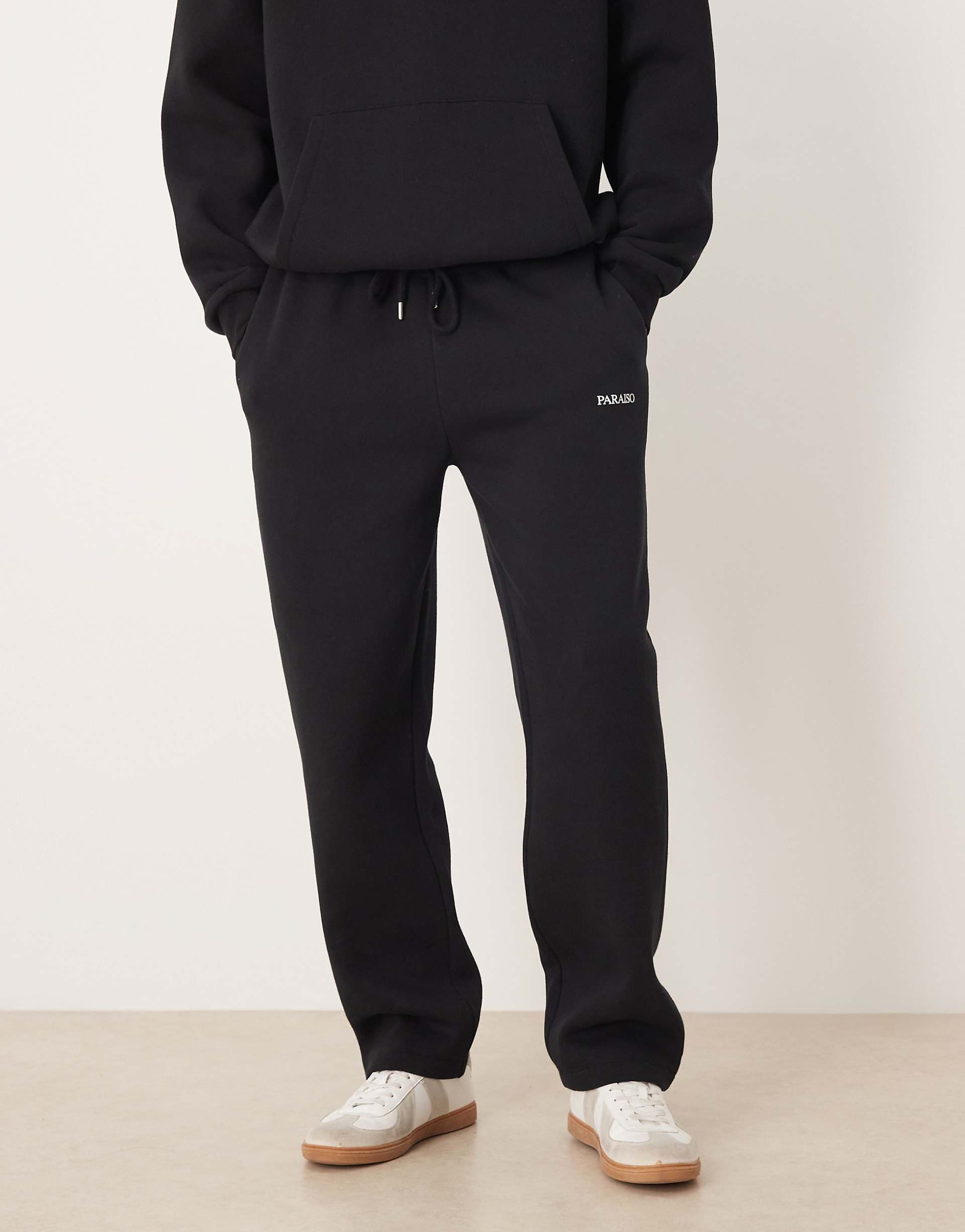 ASOS DESIGN oversized sweatpants with print in black - part of a set