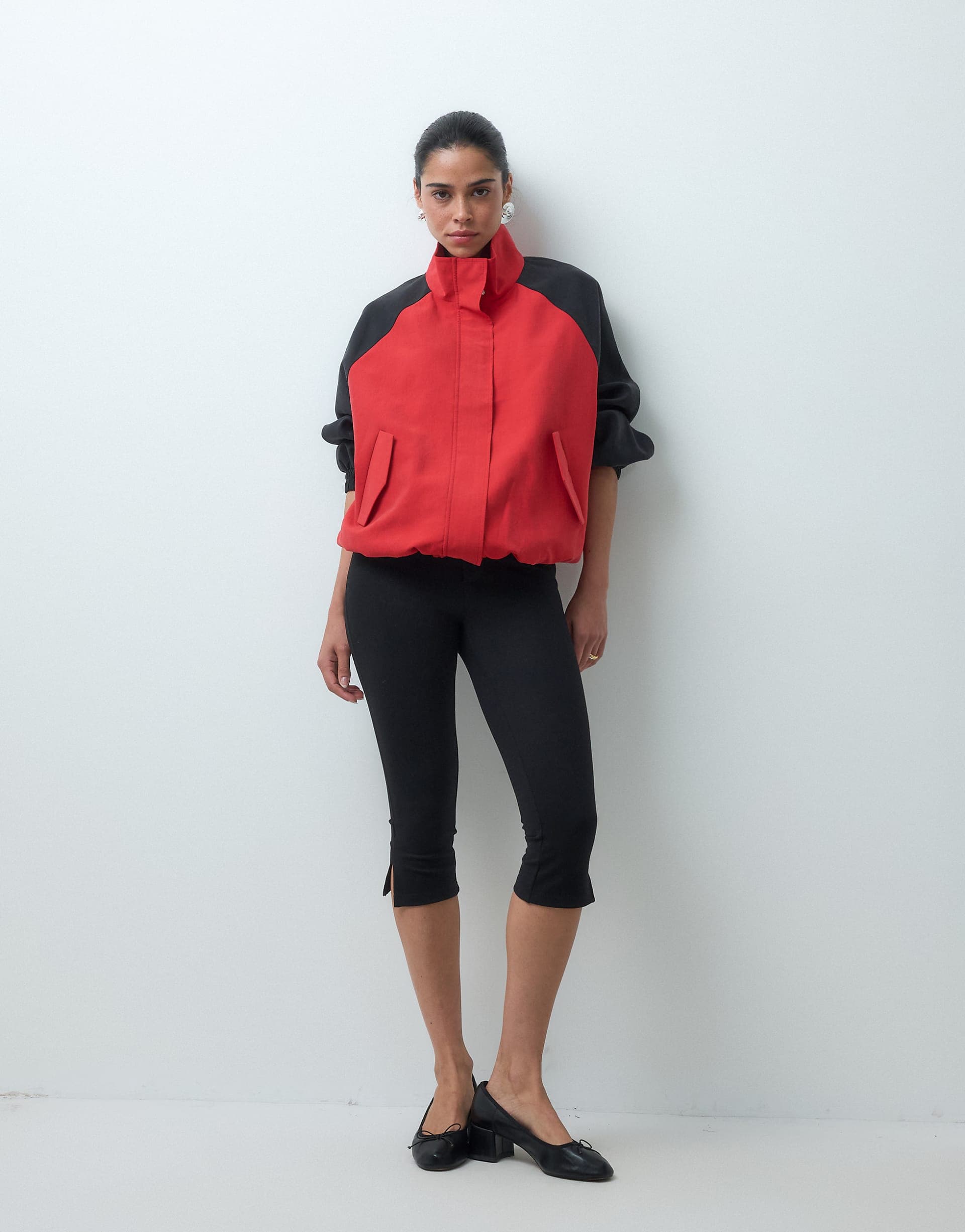 ASOS DESIGN color block track jacket in in red