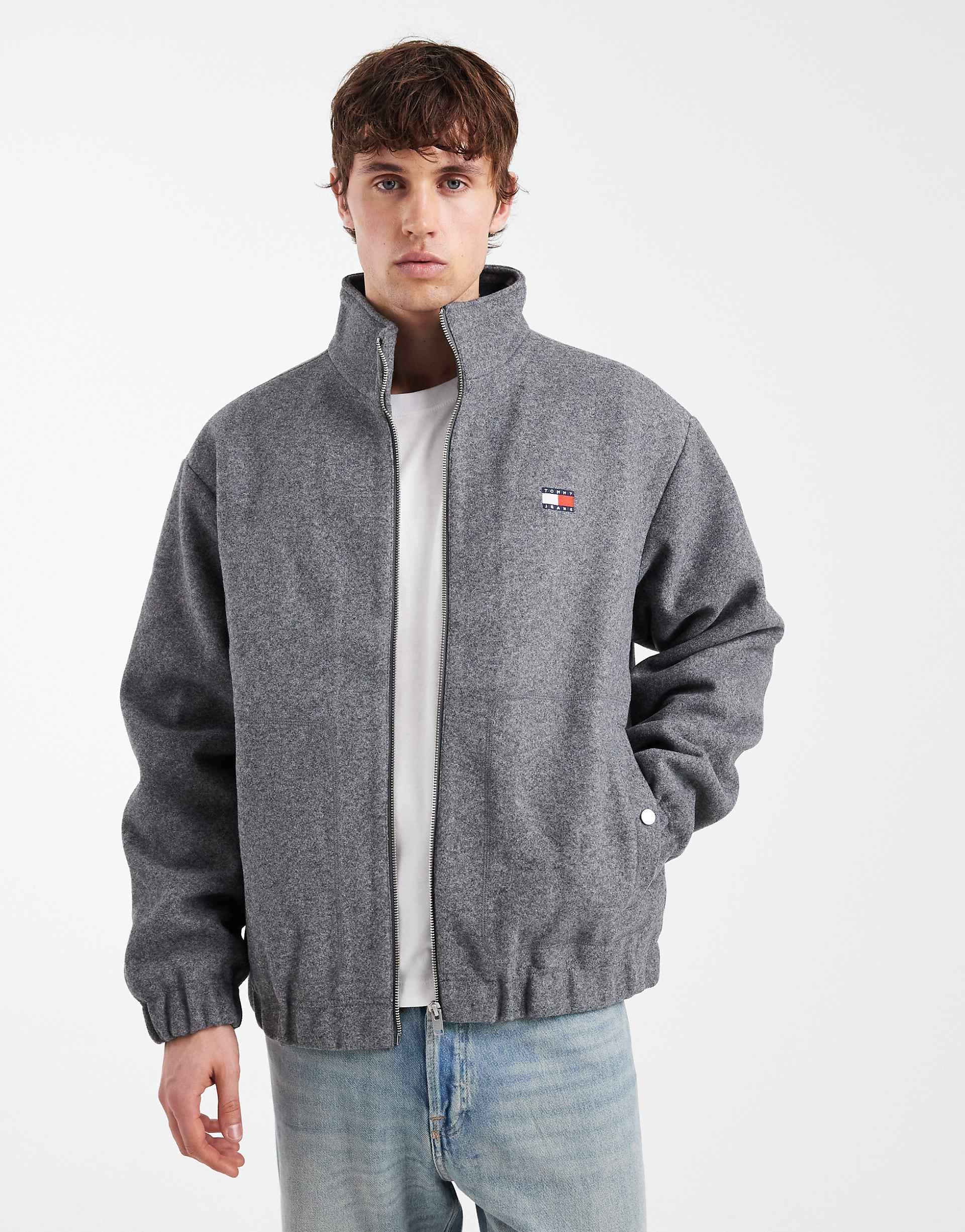 Tommy Jeans essential wool blend padded jacket in gray