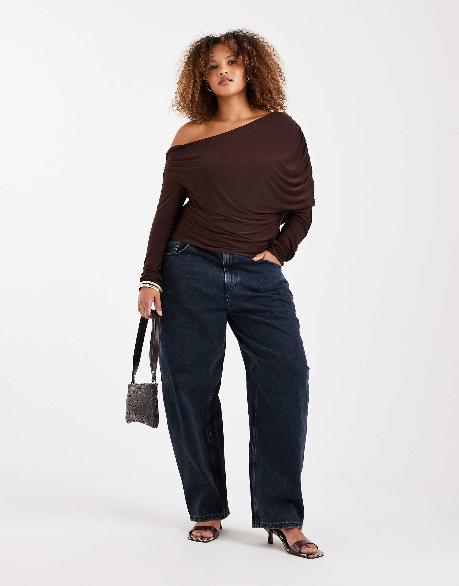 ASOS DESIGN Curve slim barrel jeans in blue black