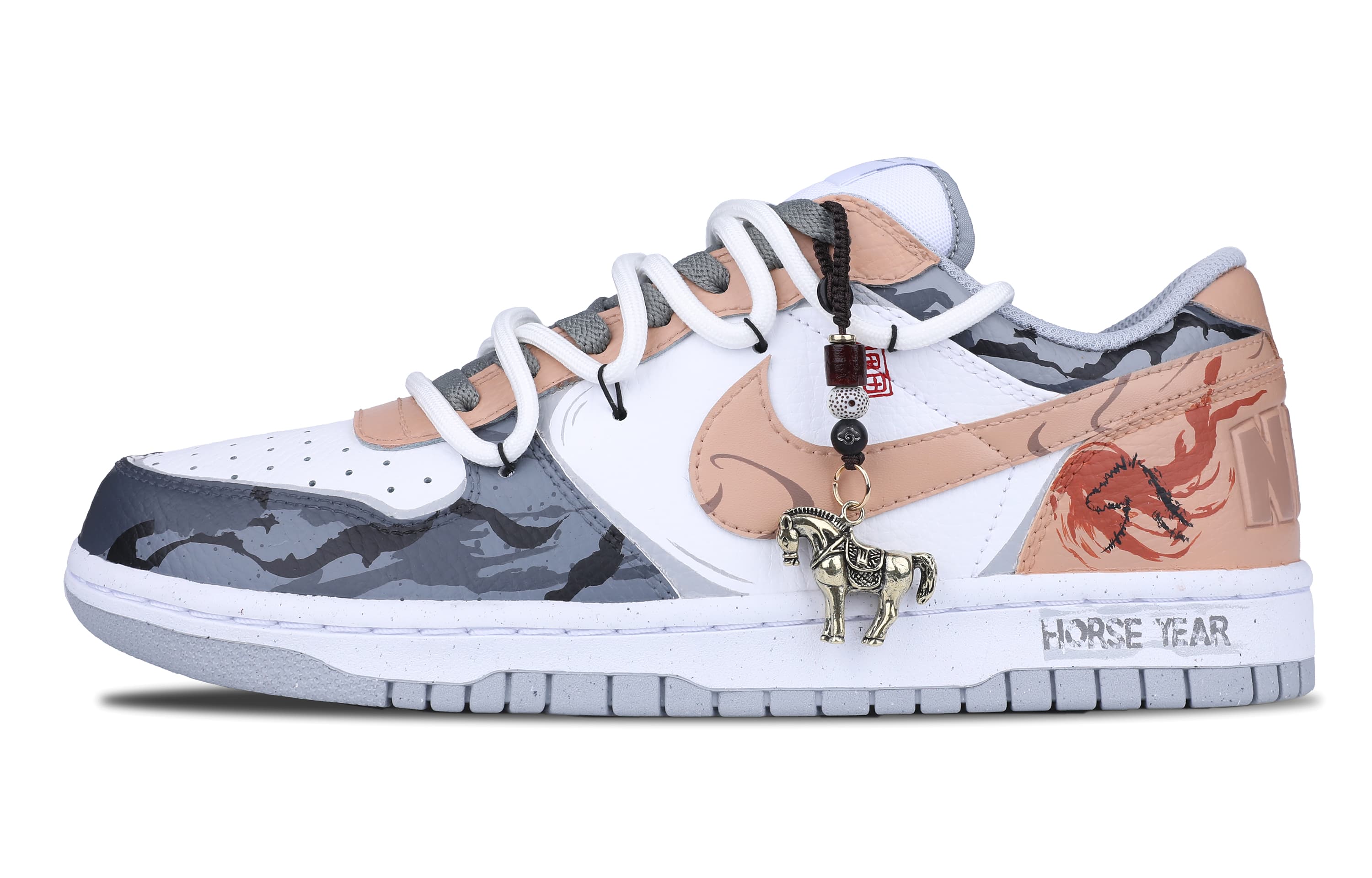 Custom Sneakers Nike Big 'Mystic Brown CNY' Year of the Horse Chinese New Year New Chinese Style Low-Top Skate Shoes Unisex