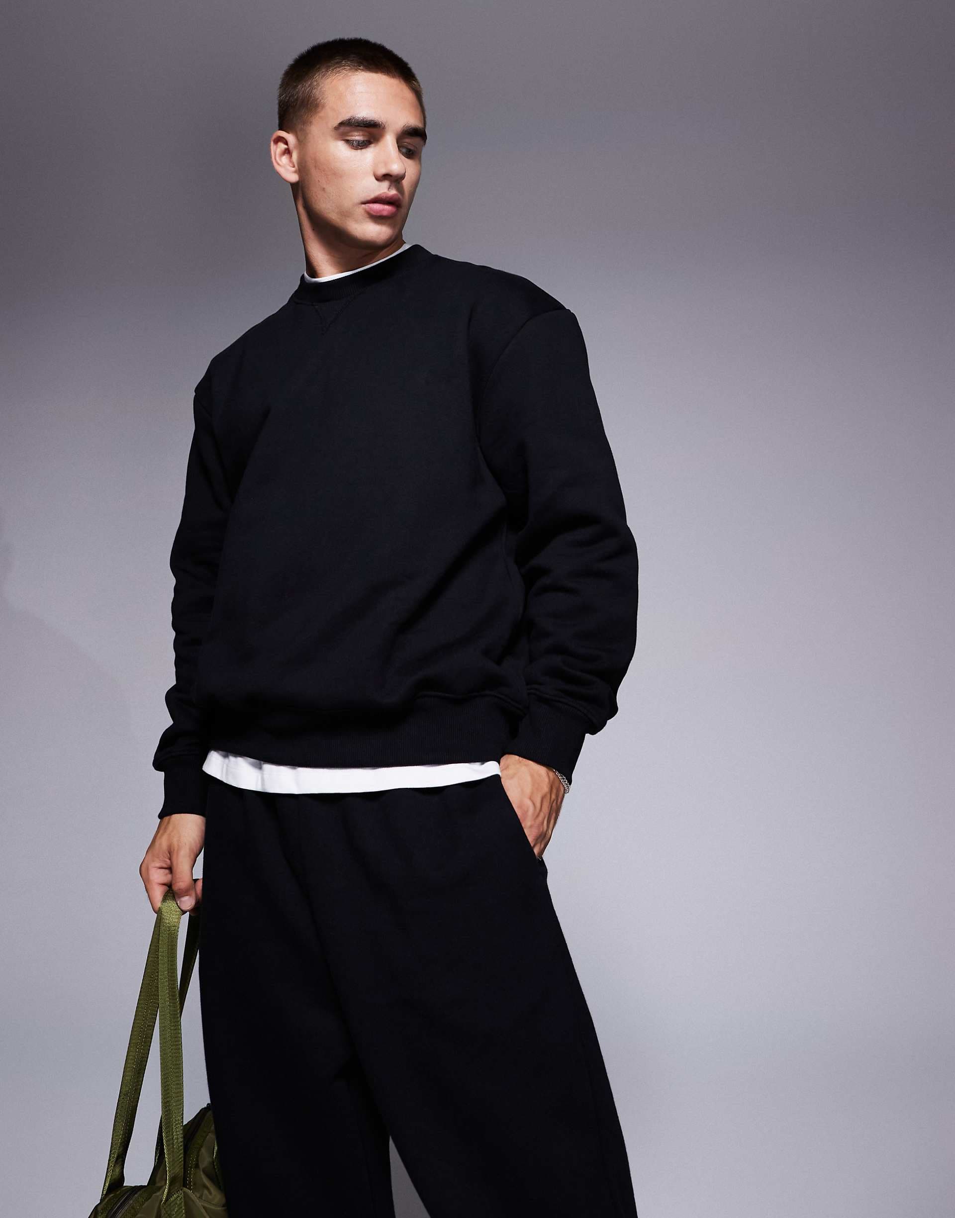 ASOS DESIGN premium heavyweight oversized sweatshirt 400gsm in black