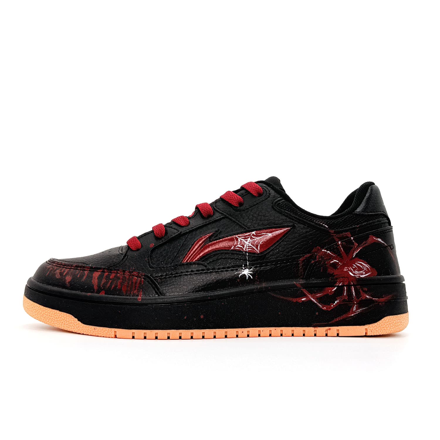 LiNing 'Sky Trace' Black Spider Pattern Trendy Stylish Durable Low-Top Skate Shoes Men's Black Red New