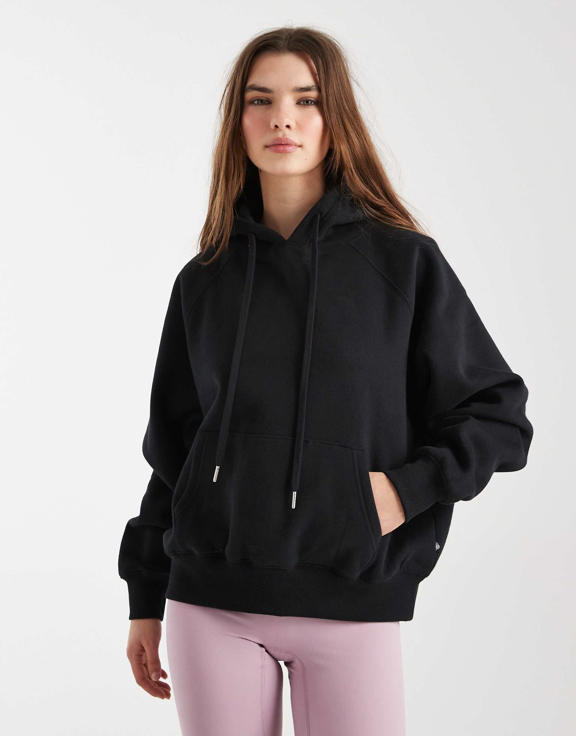 Cotton On plush premium raglan graphic hoodie in black