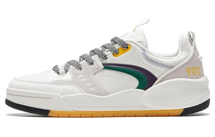Anta 982EVO Anti-Slip Wear-Resistant Low-Top Skateboard Shoes Men's White Green Yellow