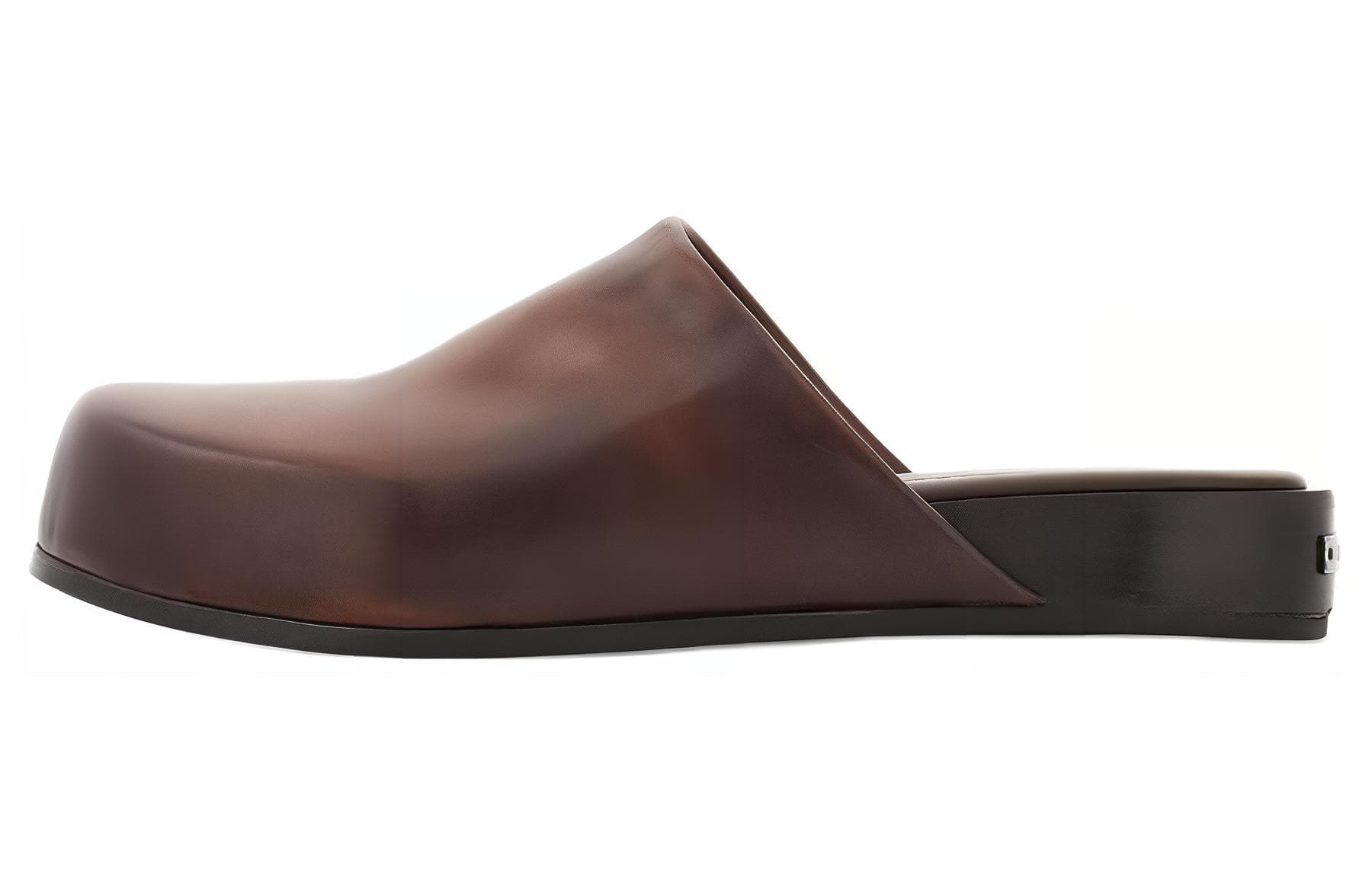 FERRAGAMO Leather Slide Sandals Men's Dark Brown
