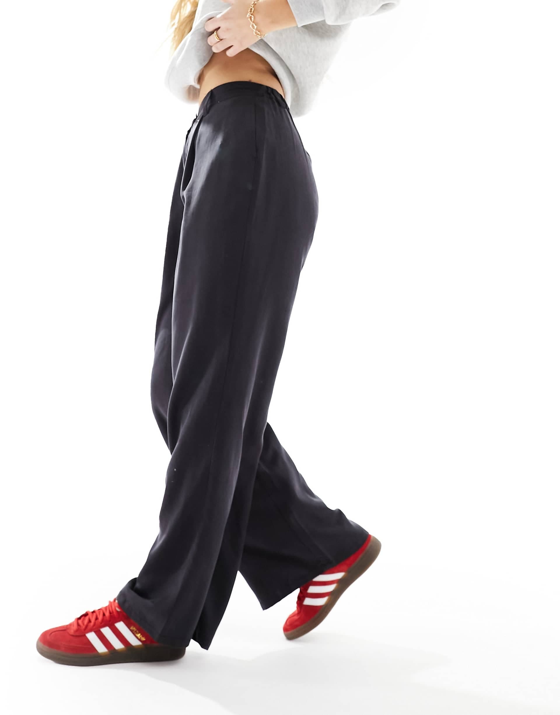 ASOS DESIGN Hourglass relaxed straight leg pants in washed black