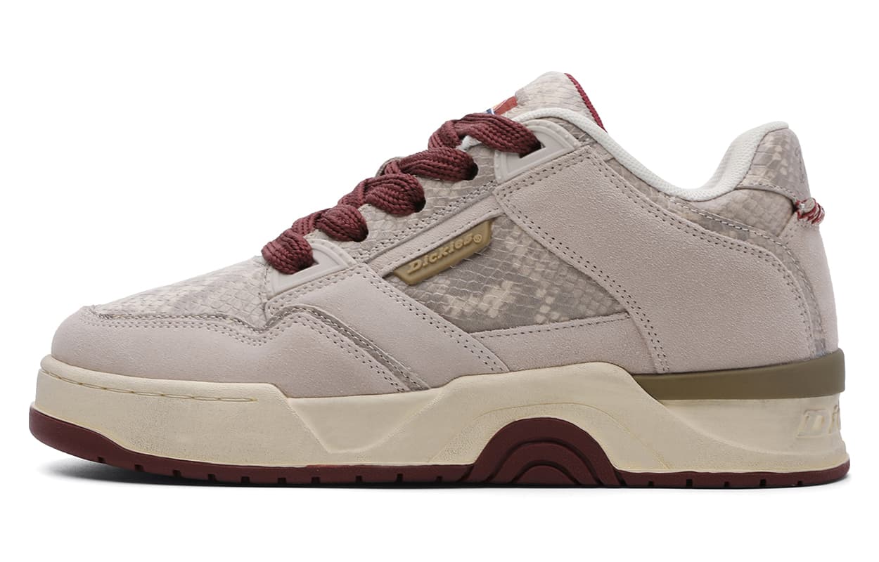 Dickies Split Leather Trendy Comfortable Fashion Wrapped Low-Top Sneakers Unisex Beige Red