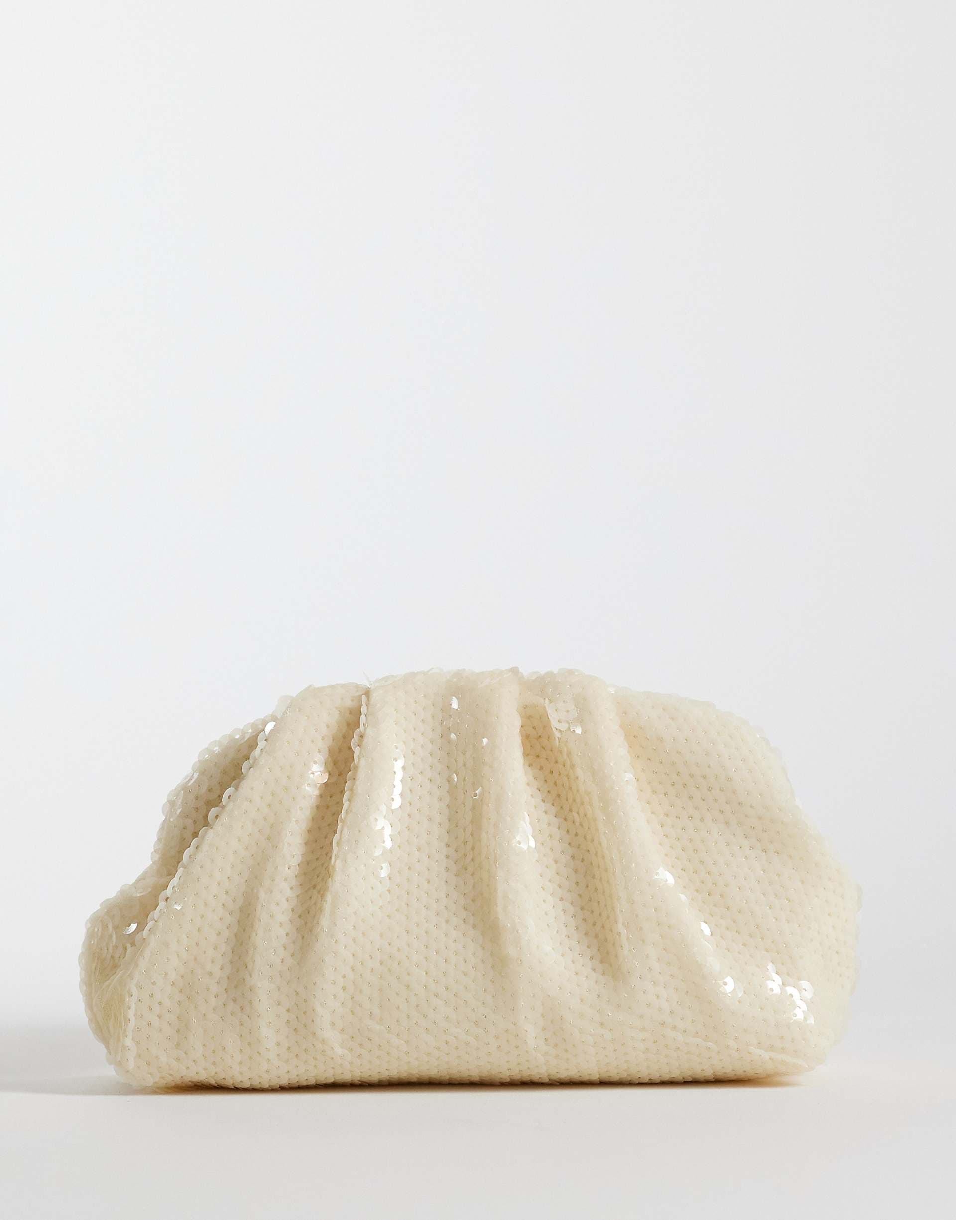 Sui Ava sequin clutch bag in cream