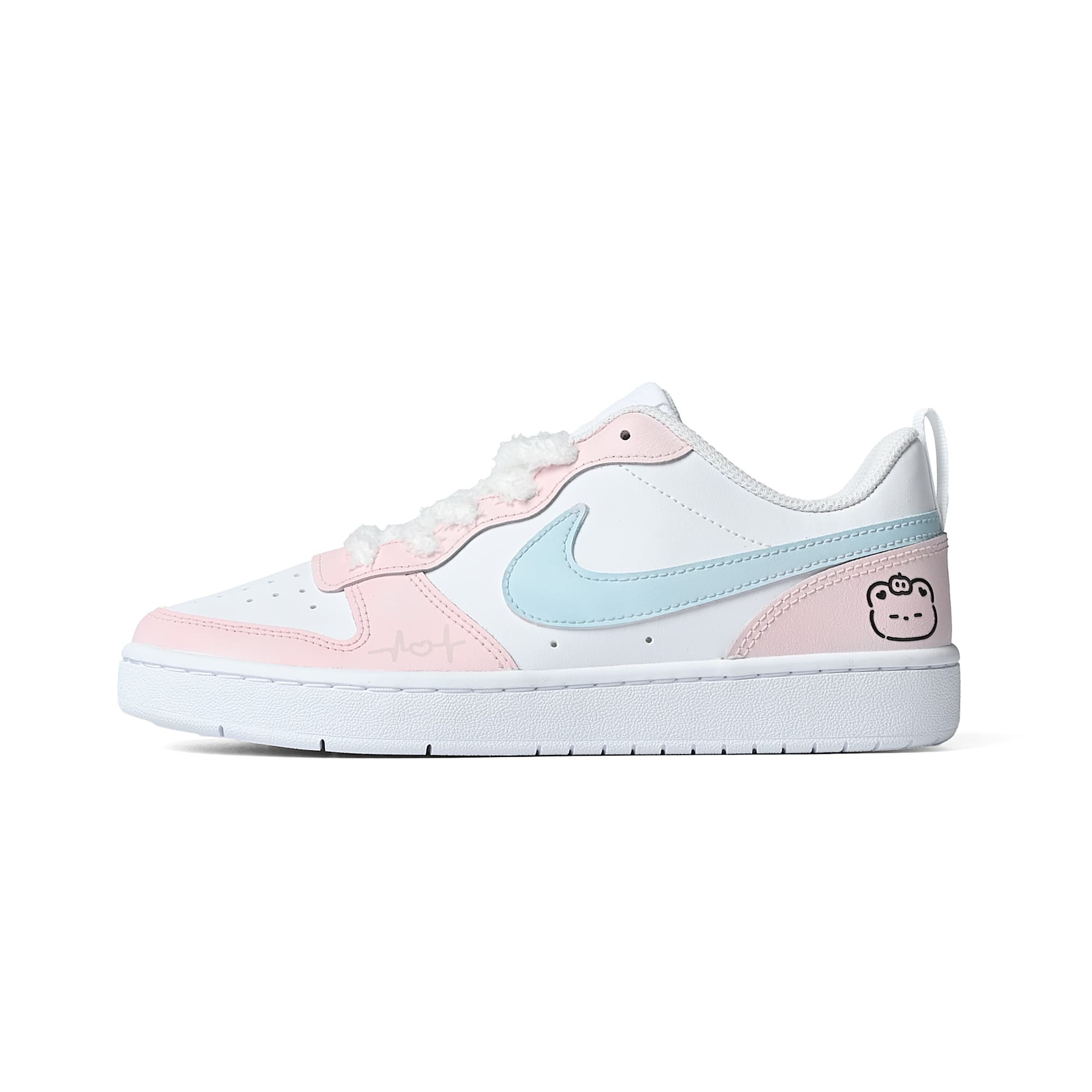 Nike 'Pink & Blue Bear' Custom Low-Top Leather Sneakers Women's