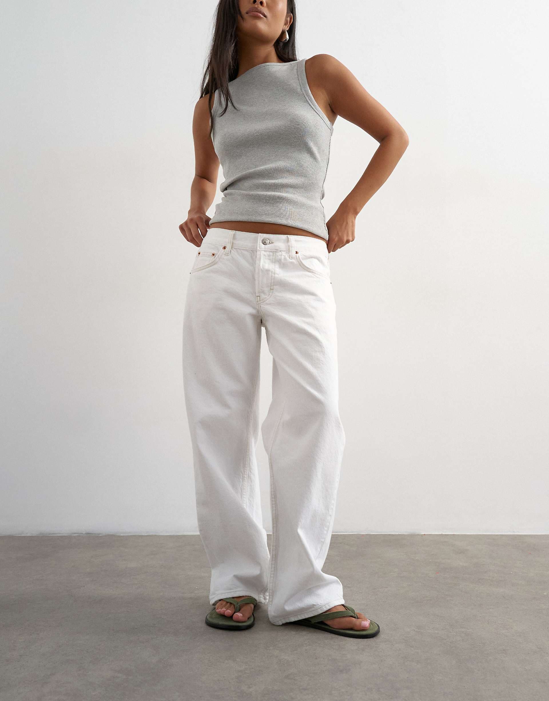 Topshop Petite Ember low rise straight jeans in white