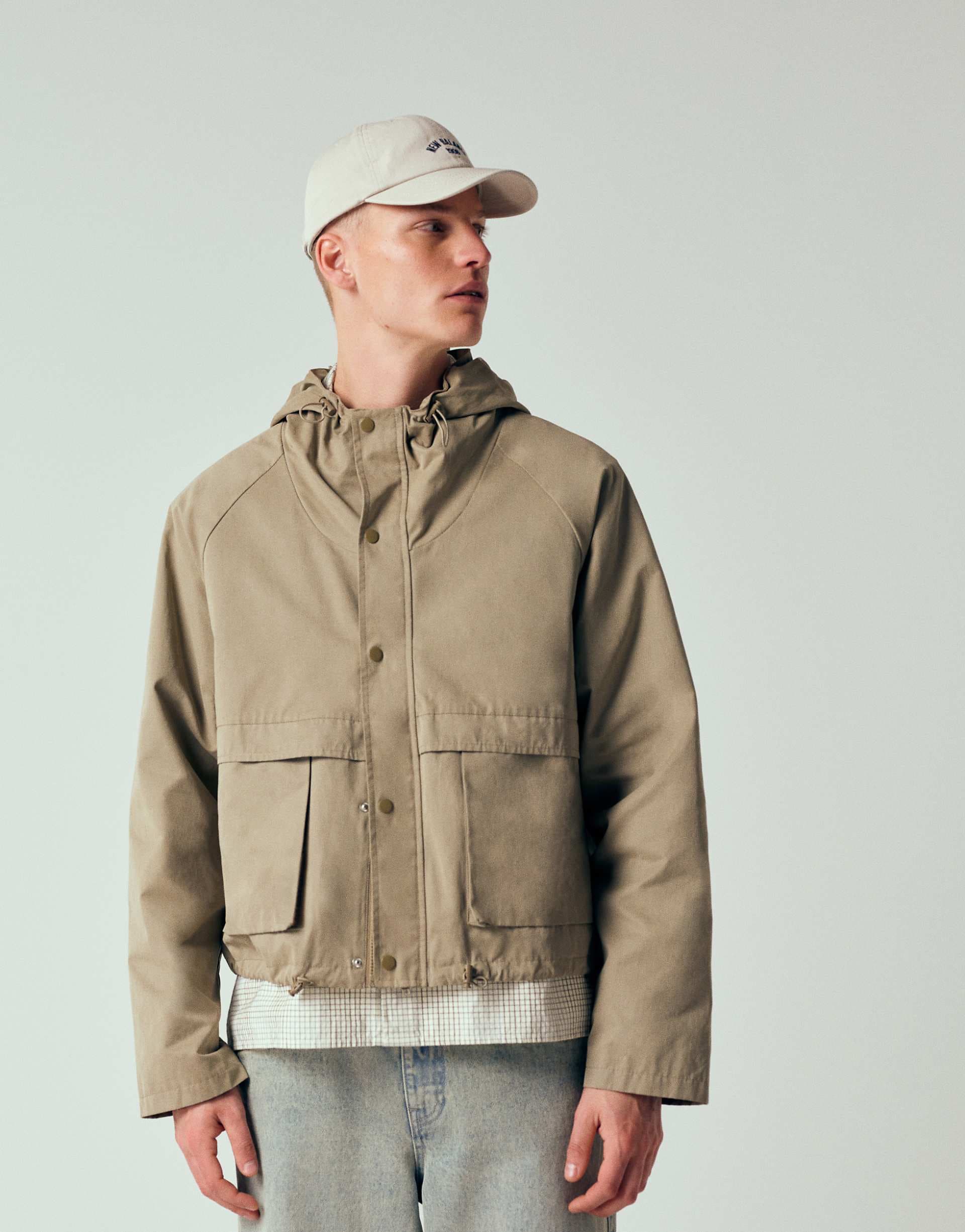 ASOS DESIGN boxy oversized windbreaker jacket in khaki
