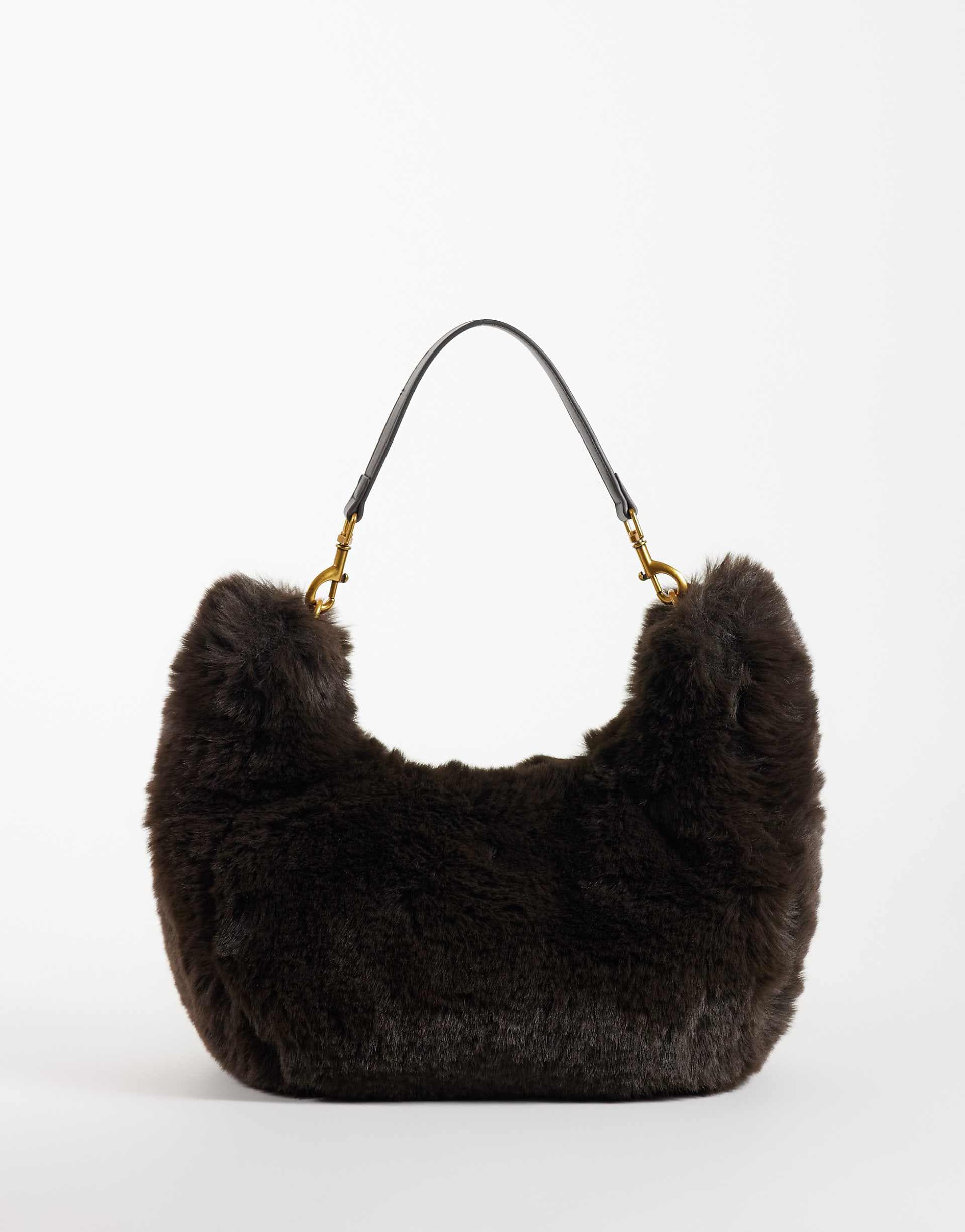 ASOS DESIGN big fur shoulder in chocolate