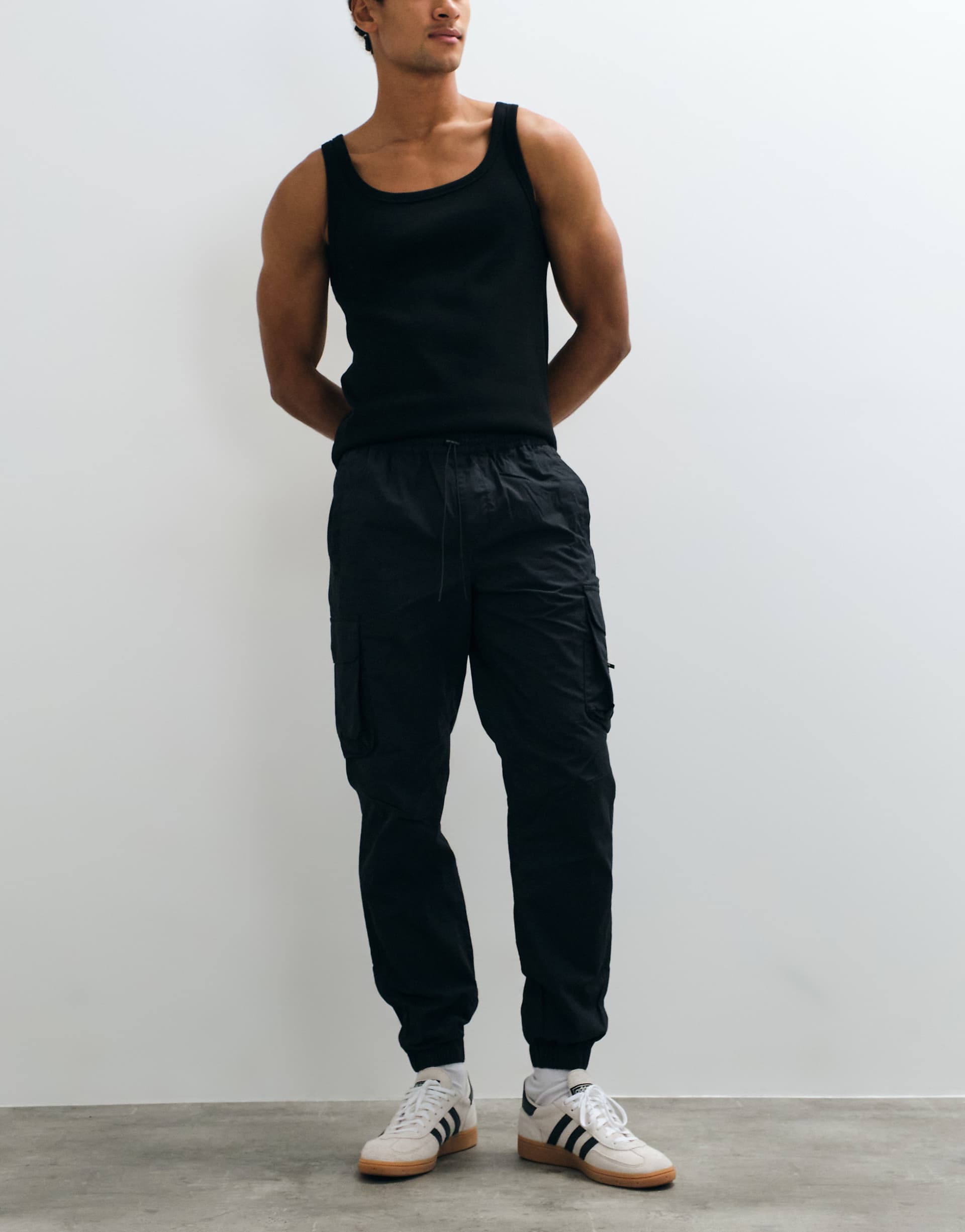 River Island cargo reevo pants in black