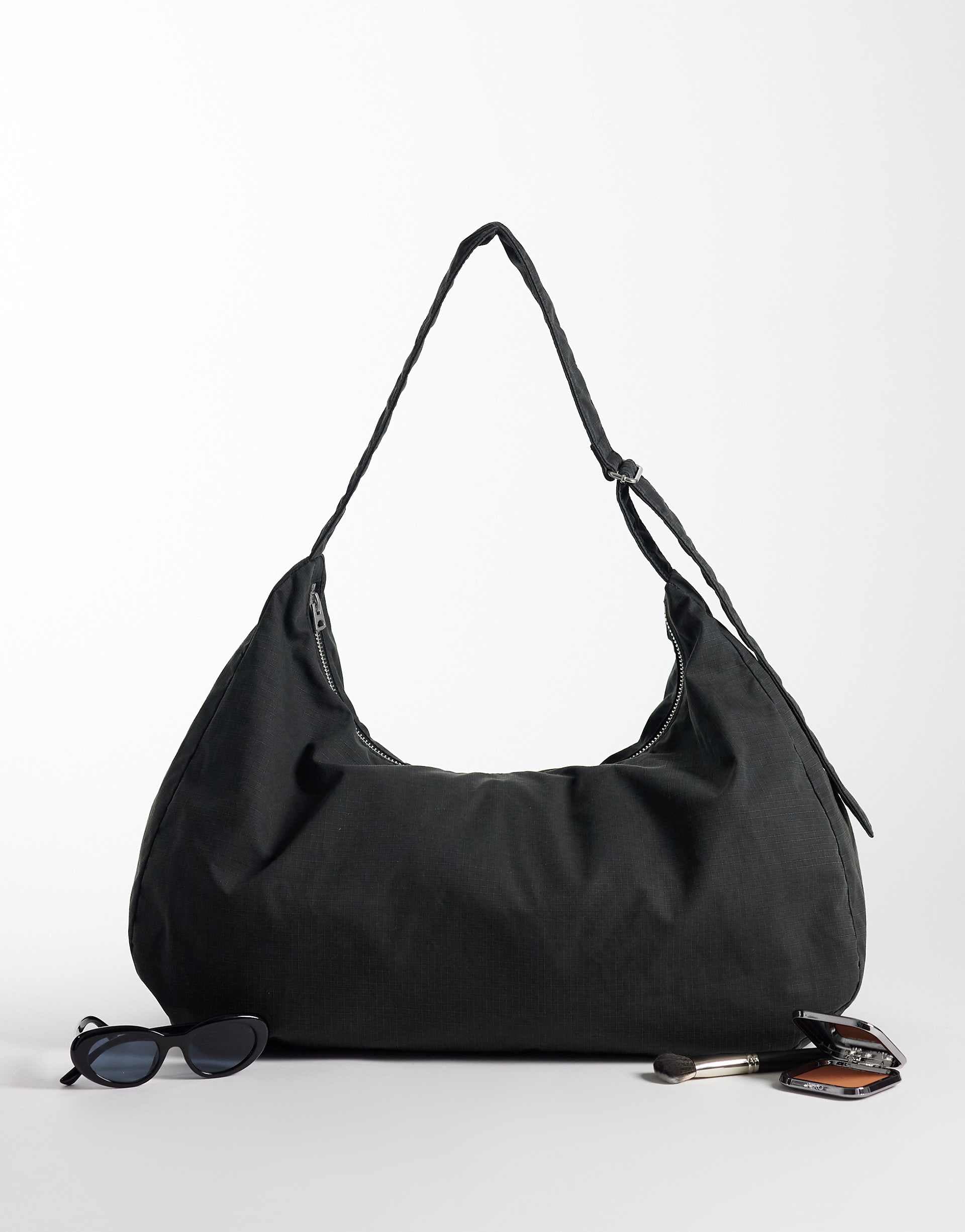 Weekday large ripstop tote bag in washed black
