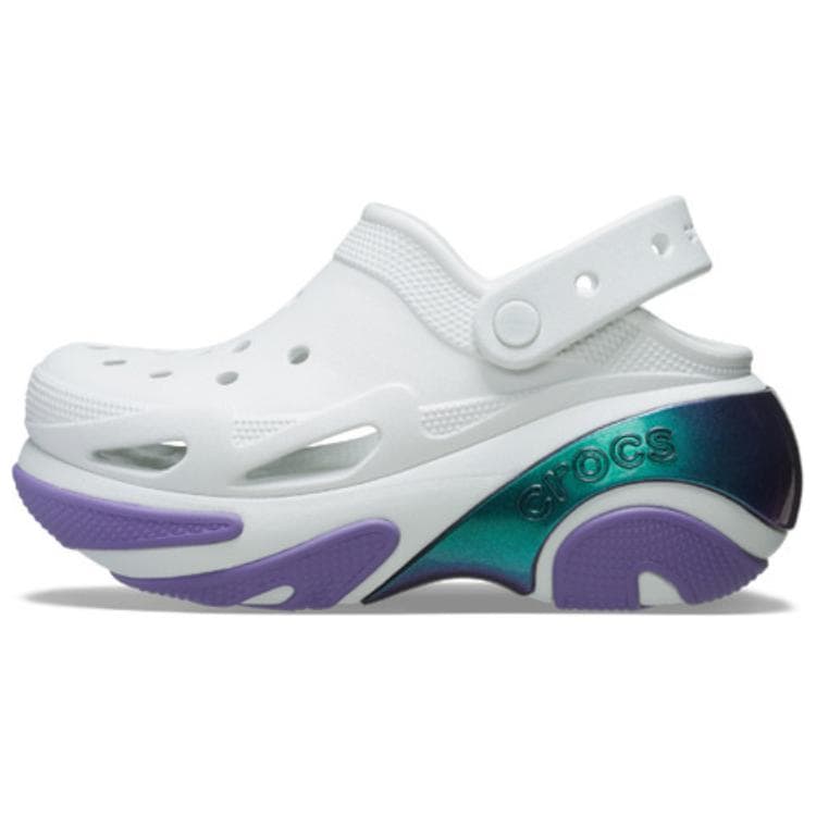 Crocs Unisex Bubble Crush Reflector Clogs White Purple
