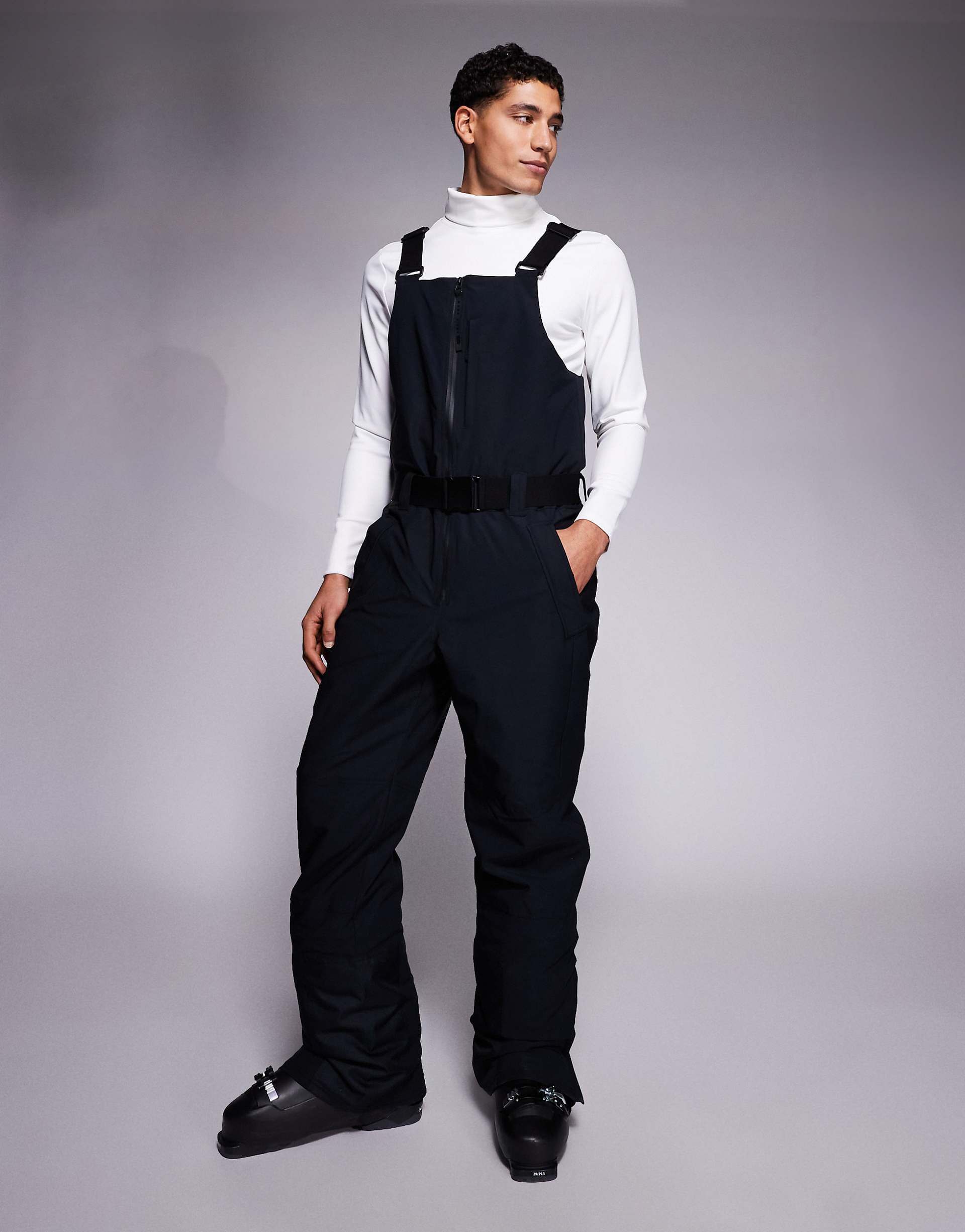 ASOS 4505 Ski water repellent insulated bib overalls in black