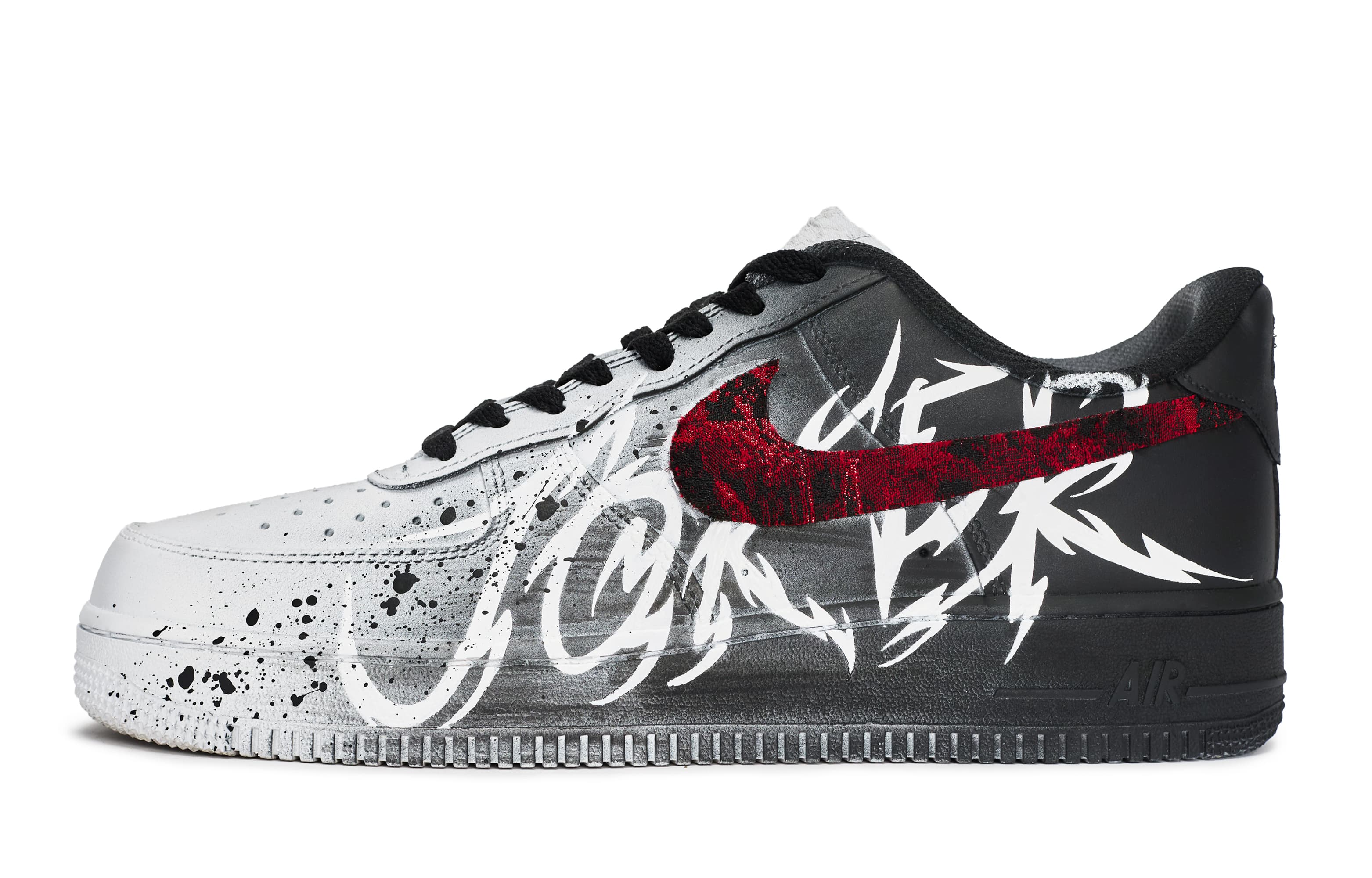 Custom Sneakers Nike Air Force 1 811 Made 'IT' Dark Graffiti Street Punk Low-Top Skate Shoes Women's Black White Red