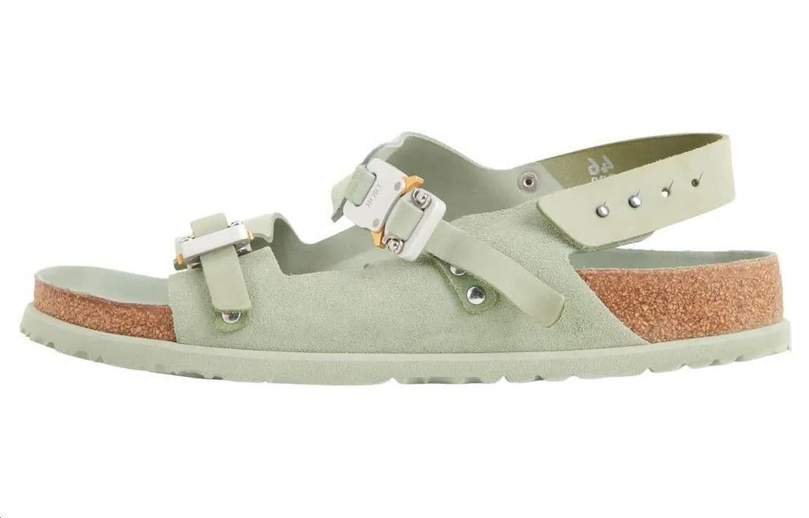 Birkenstock x Dior Leather Flat Fashion Sandals Men's Sage Green