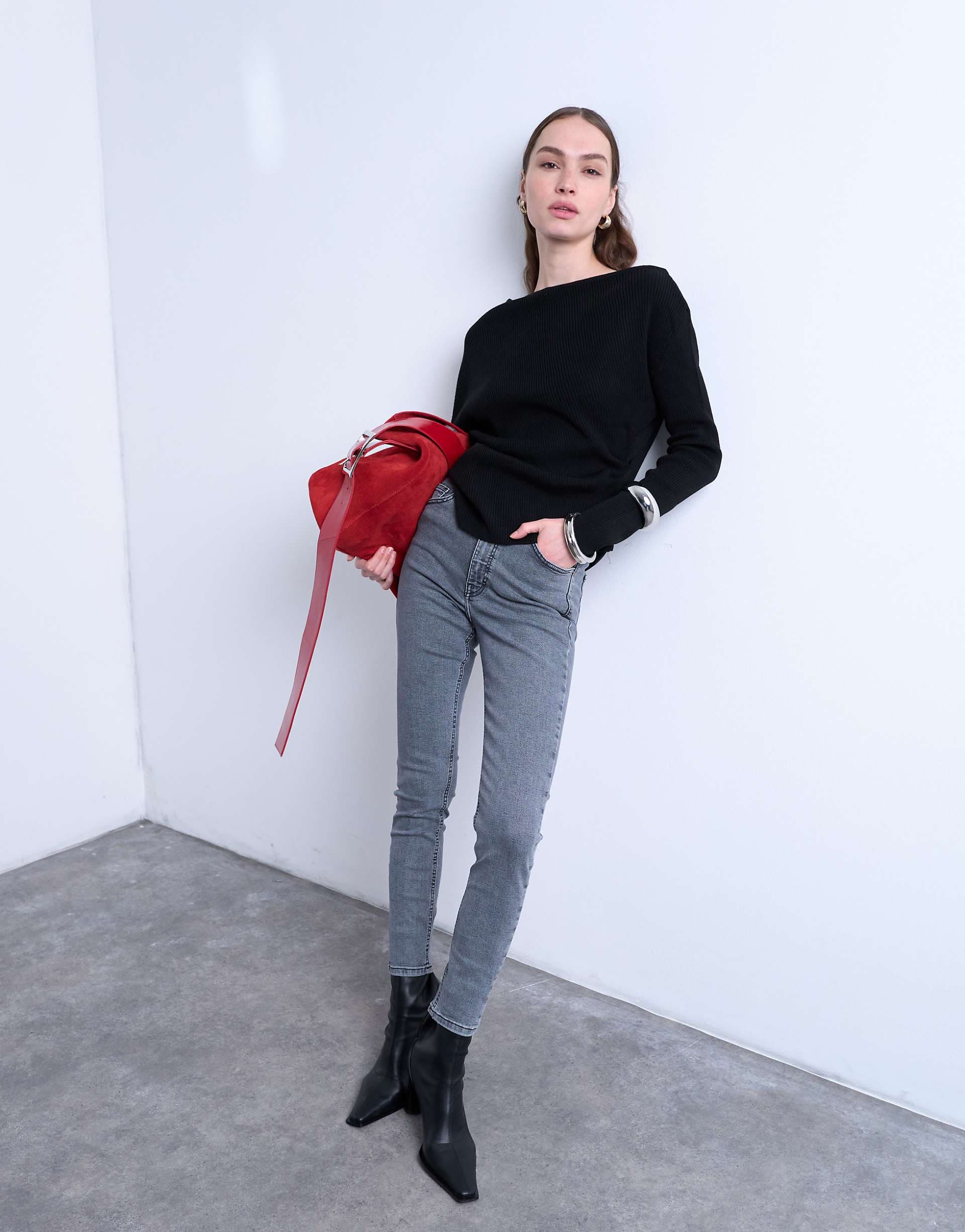 Topshop Jamie high rise skinny jeans in gray
