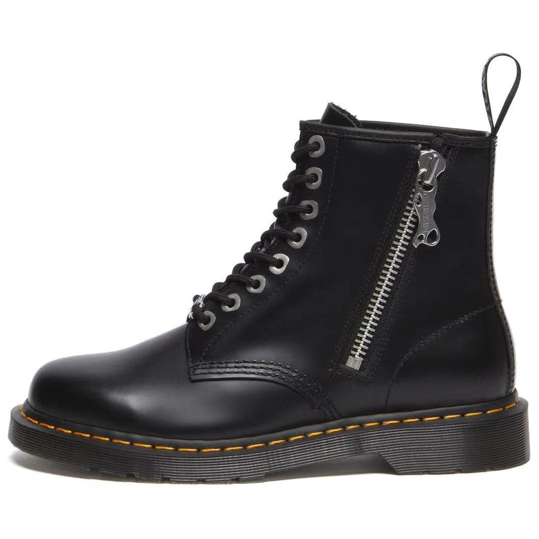 Dr.Martens 1460 Zip Black Polished Smooth Crew Martin Boot Unisex Black