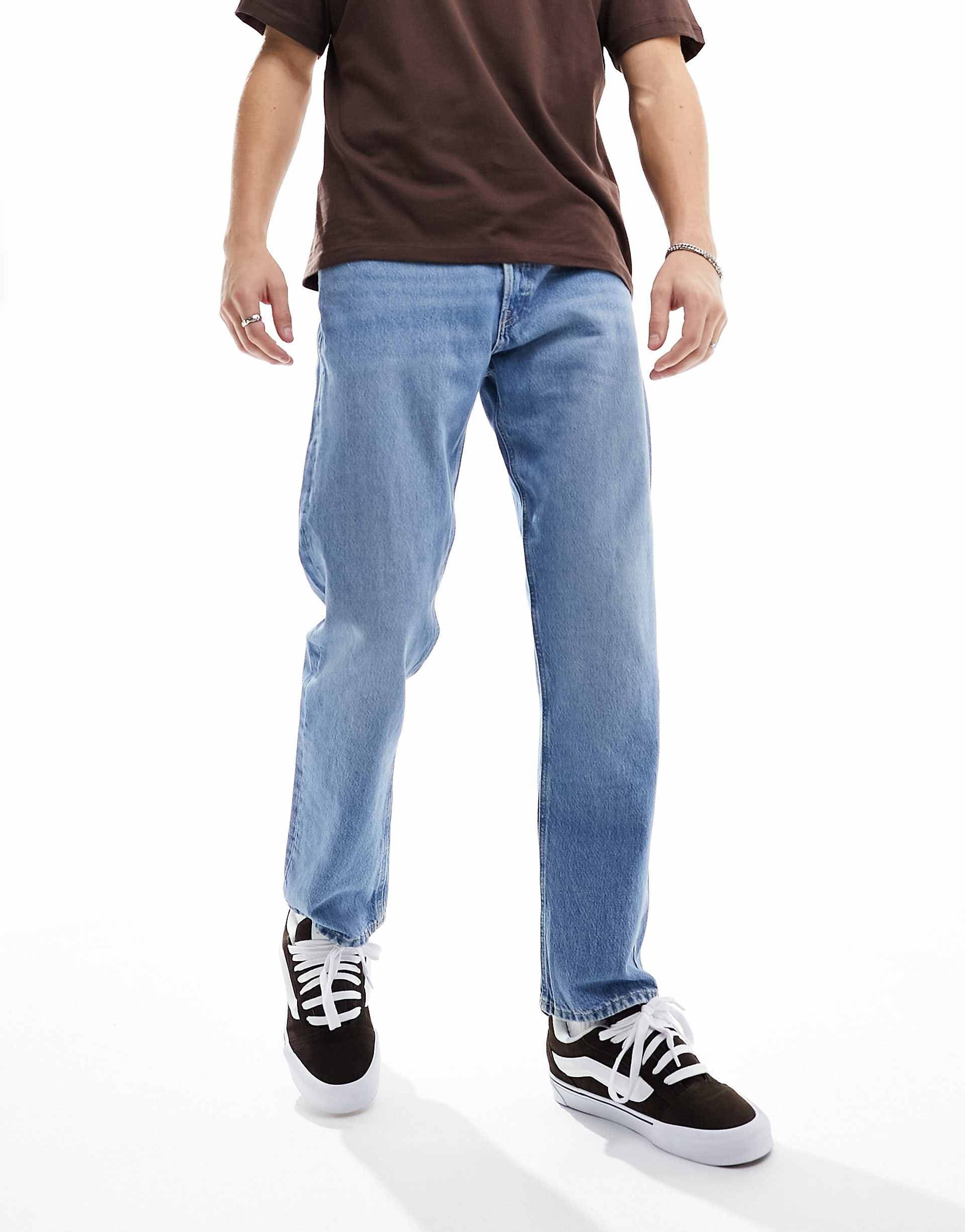 Jack & Jones Chris straight fit jeans in mid blue wash