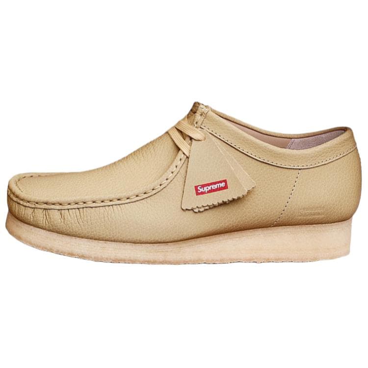 Supreme x Clarks Originals WALLABEE Comfort Fashion Low-Top Casual Shoes Unisex Light Brown