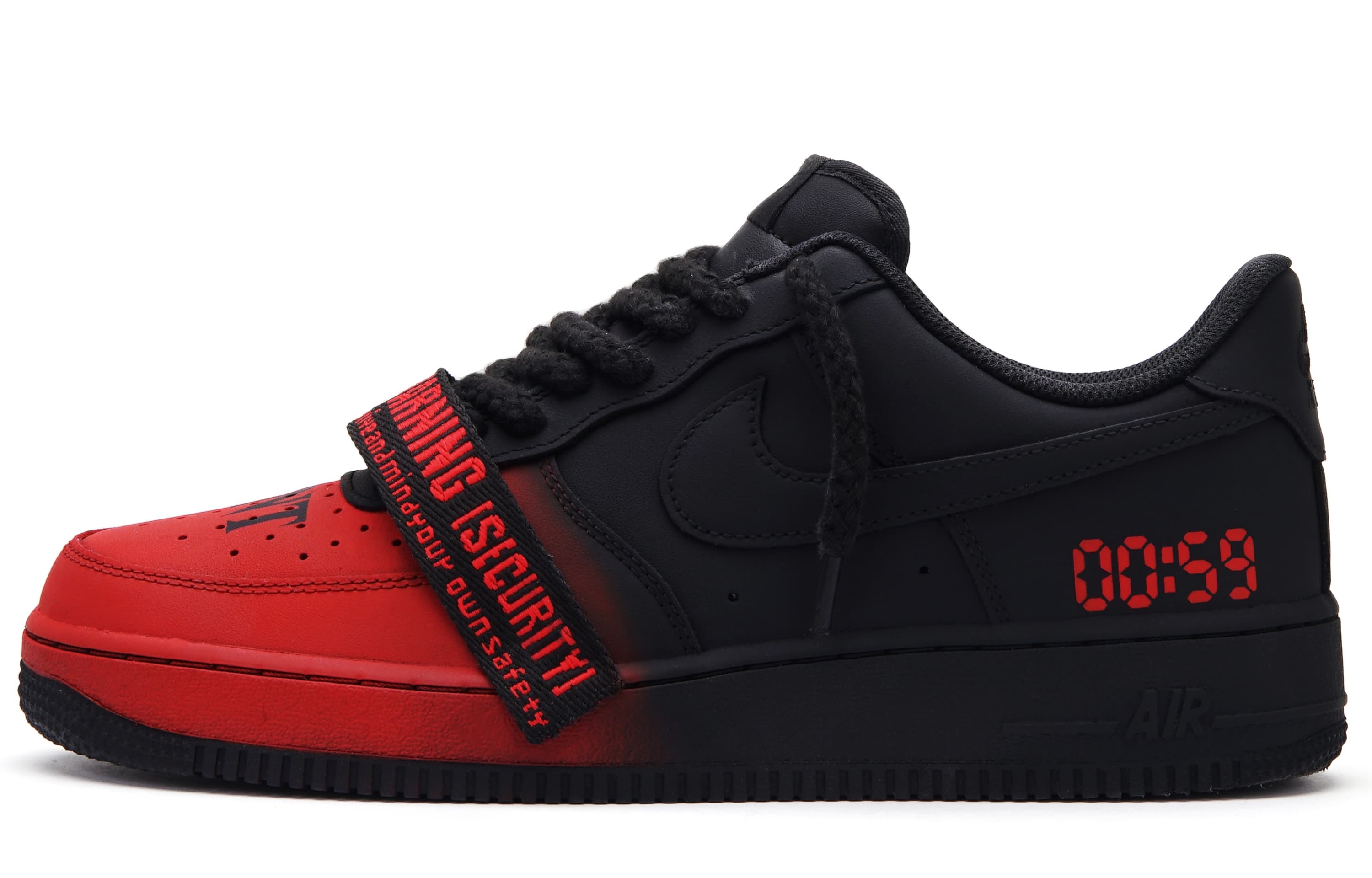 Nike Air Force 1 Skateboard Shoes Unisex Low-Top Black Red