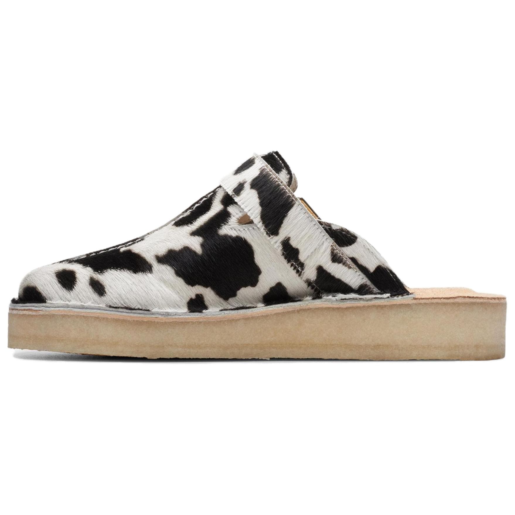 Clarks Buckle Print Closed-Toe Slippers Women's Black White