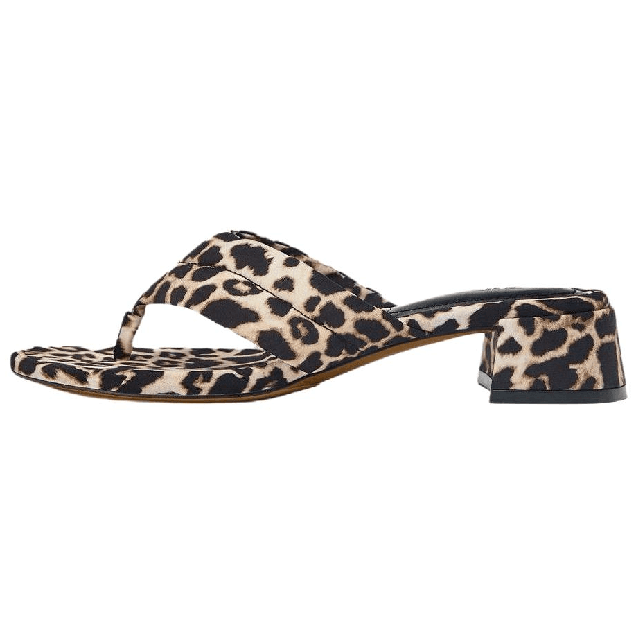 ZARA Retro Print High Heel Thong Sandals Anti-Slip Flip-Flops Women's Leopard Print