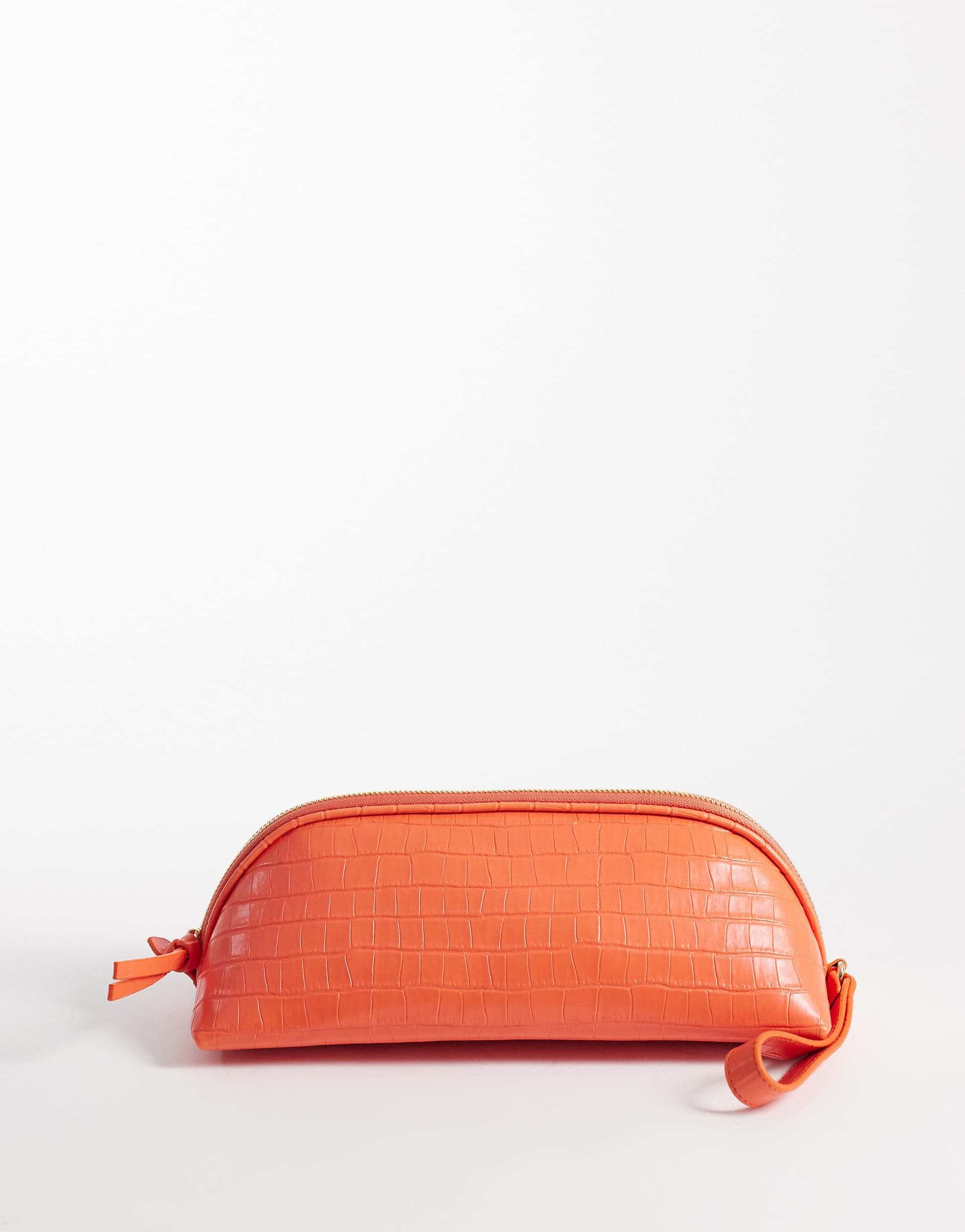 ASOS DESIGN clutch in orange croc