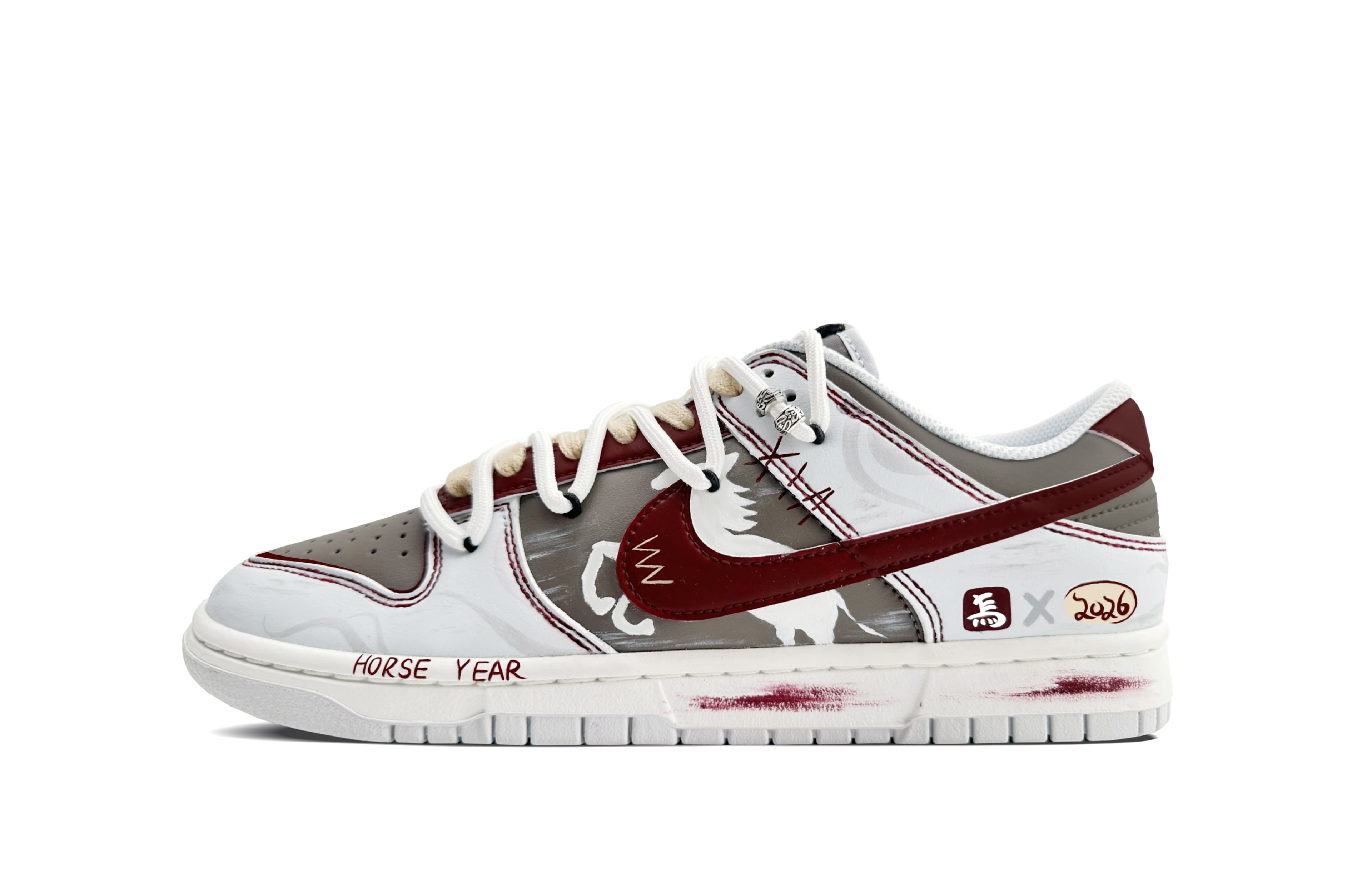 Custom Sneakers Nike Dunk 'Dongyang Ma Sheng Xu' Year of the Horse CNY High Street Outdoor Cushion Wear-Resistant Low-Top Skate Shoes Unisex Brown Red