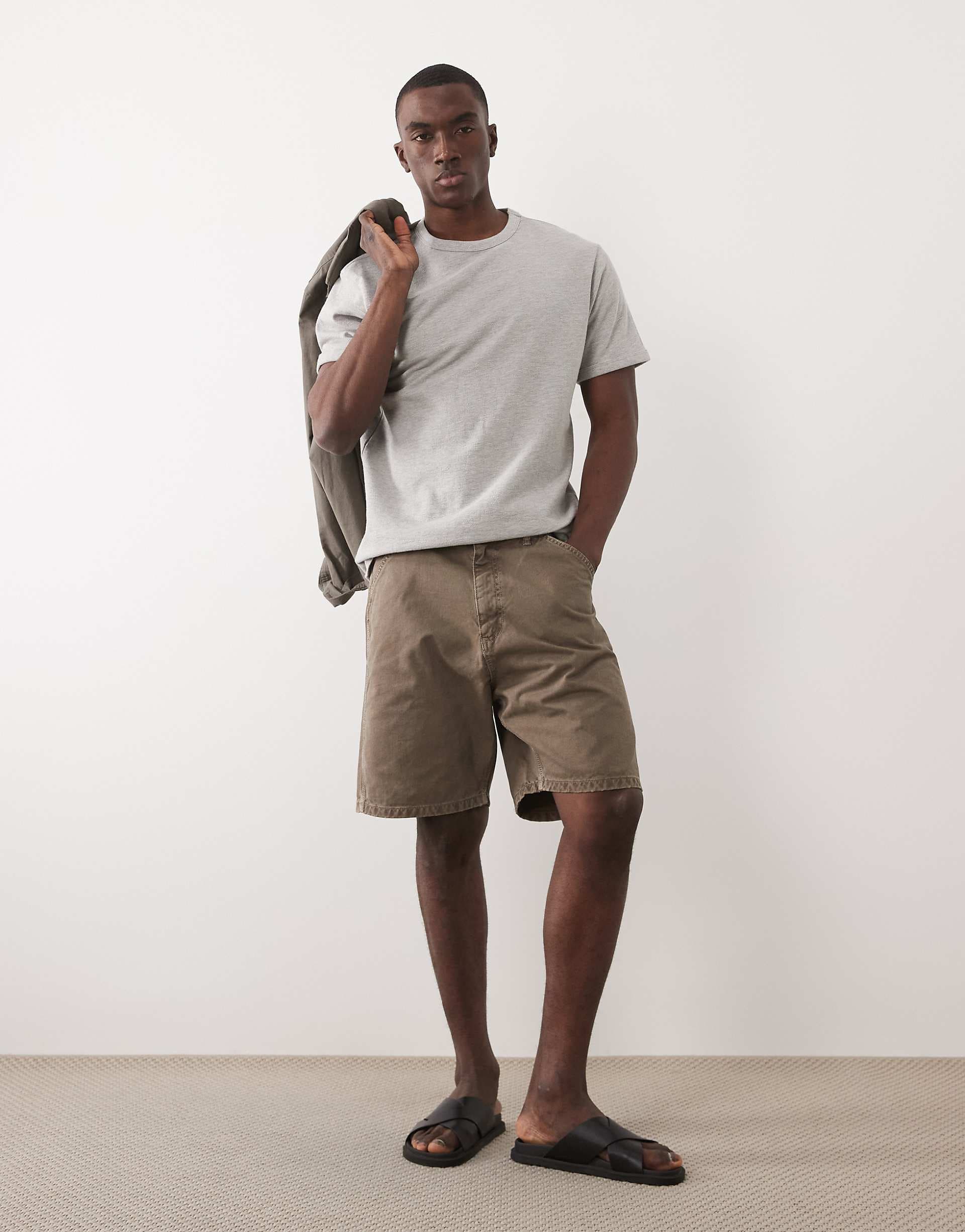 Jack & Jones carpenter denim shorts in brown