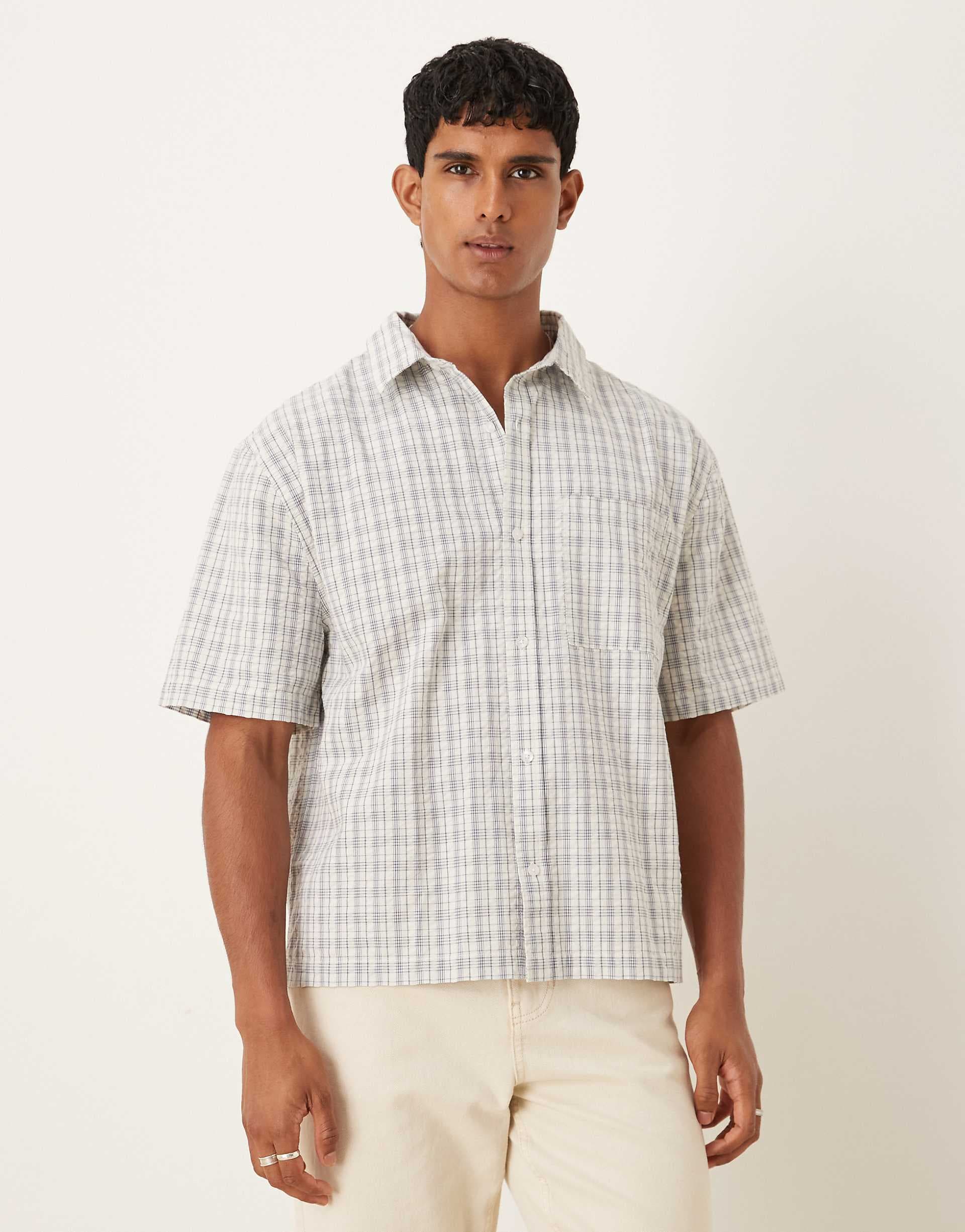 Cotton On darcy short sleeve shirt in off white plaid