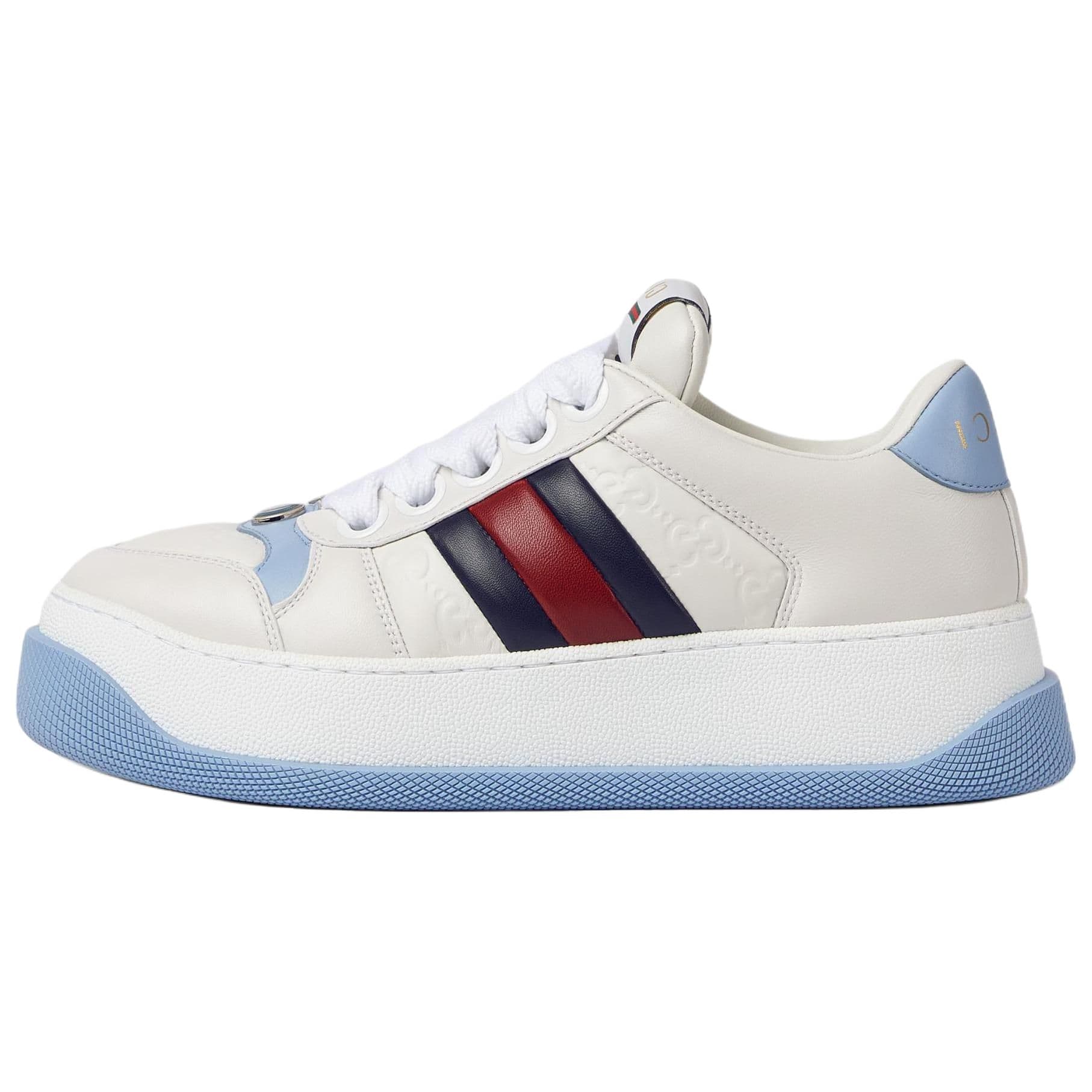 GUCCI Screener Dusty Shoes Skateboard Shoes 4.2cm Women's White Blue