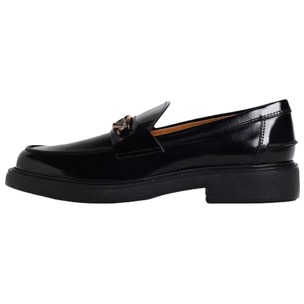TOD'S Calf Leather Slip-On Round-Toe Loafers Women's Black