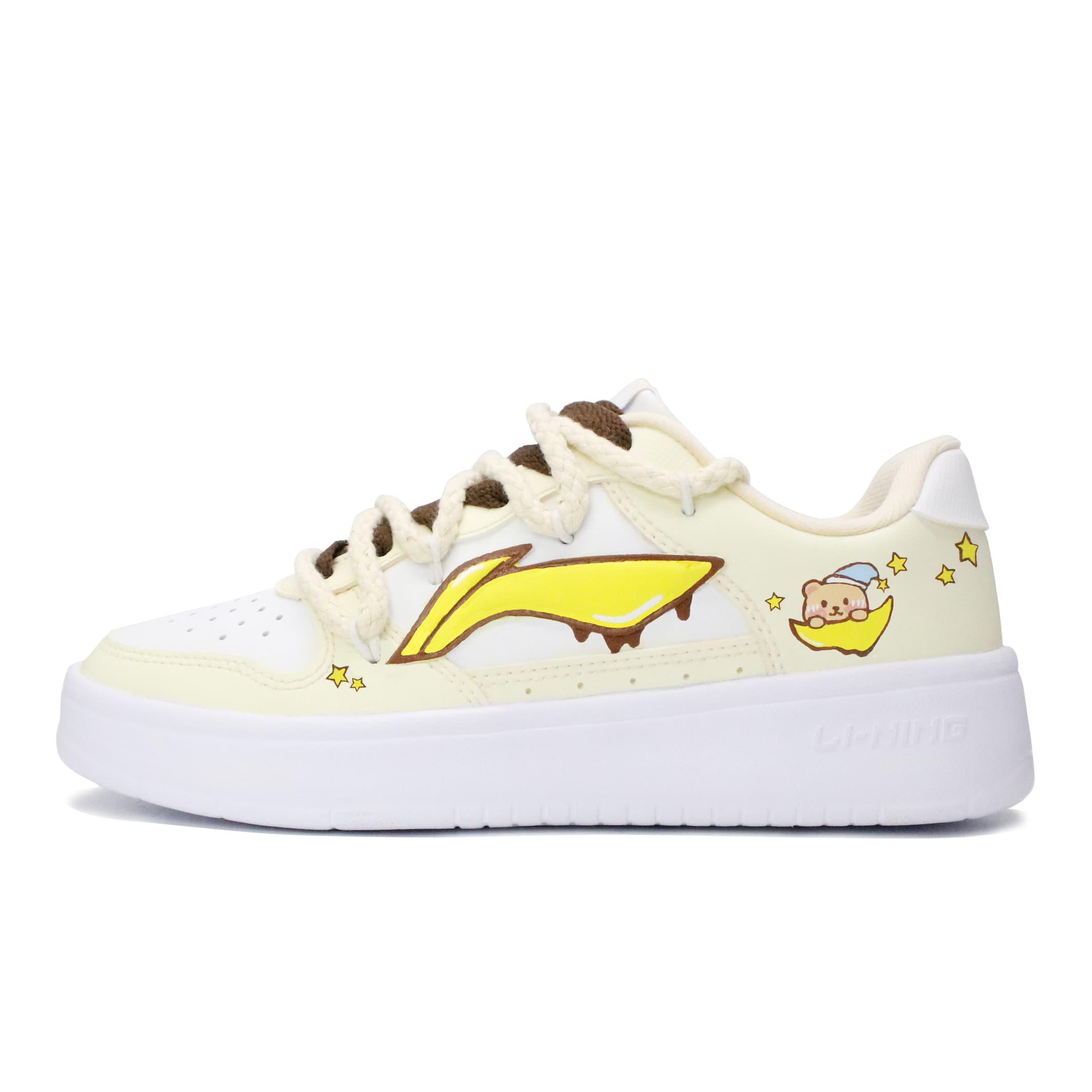 LINING Pontoon Boats Skateboard Shoes Women's Low-Top Yellow White/Brown