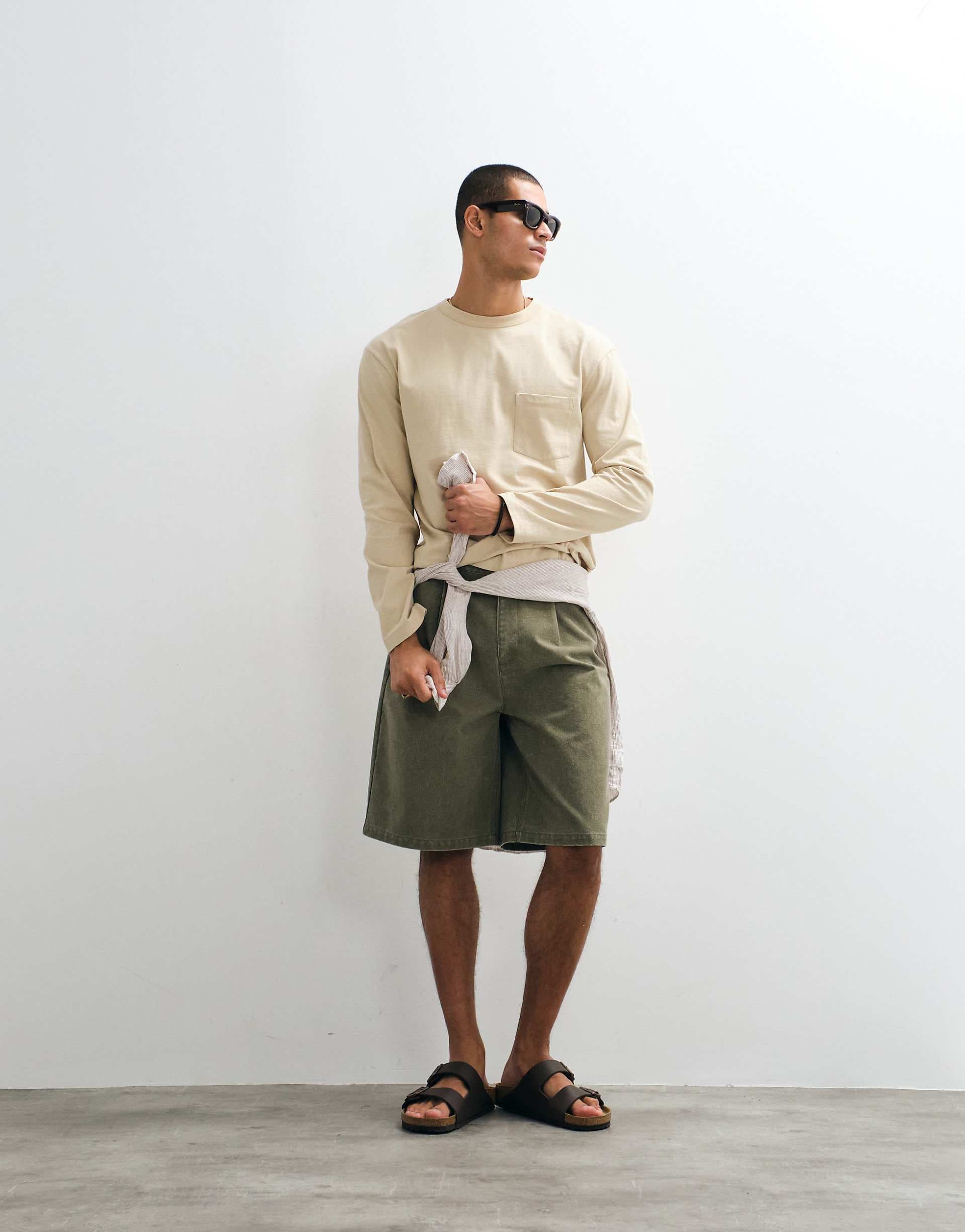 ASOS DESIGN relaxed long sleeve T-shirt in yellow wash