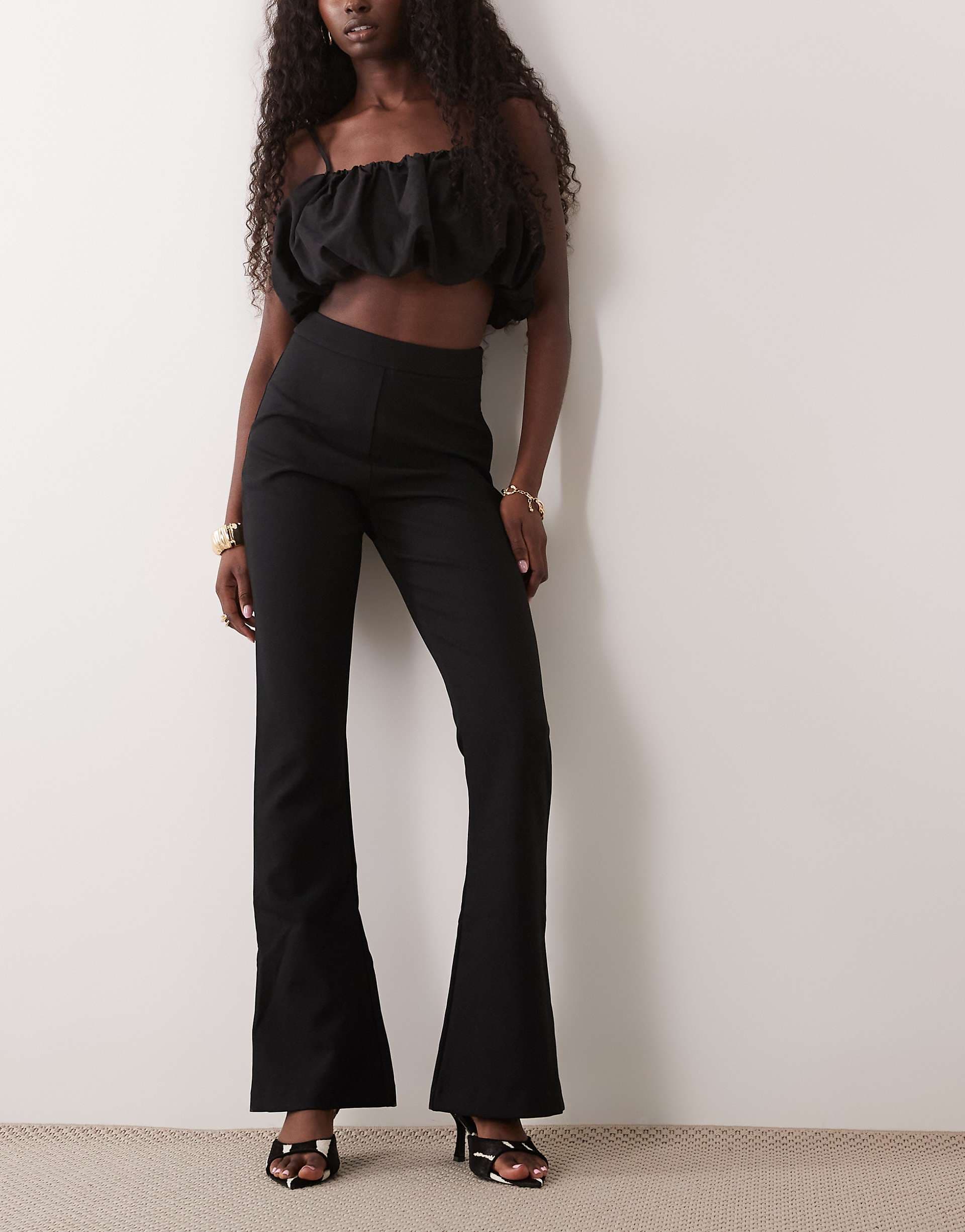 ASOS LUXE flared tailored pants in black