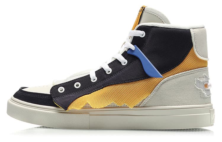 LINING CF Skateboard Shoes Men High-Top Blue Yellow
