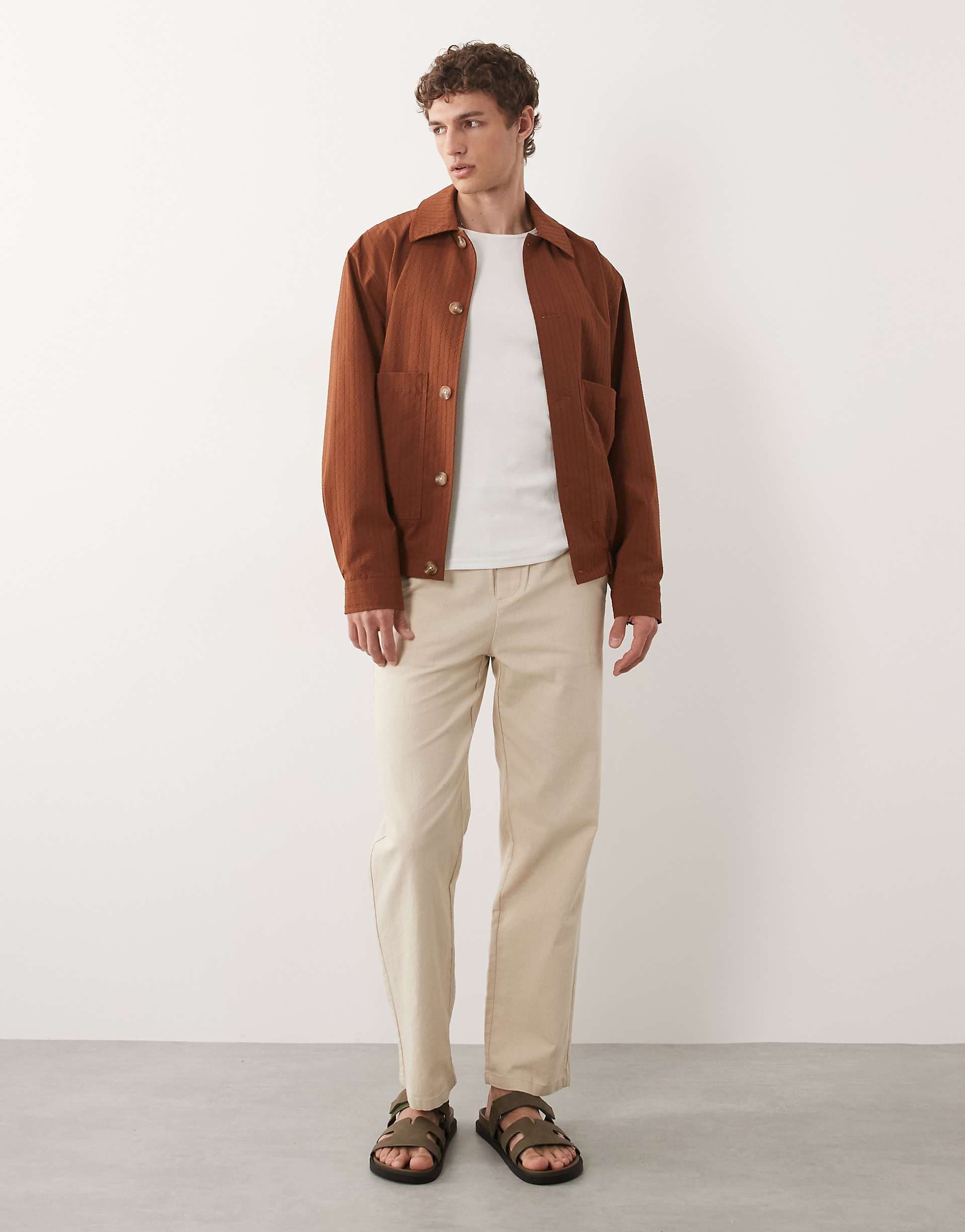 ONLY & SONS linen mix loose fit pants in beige