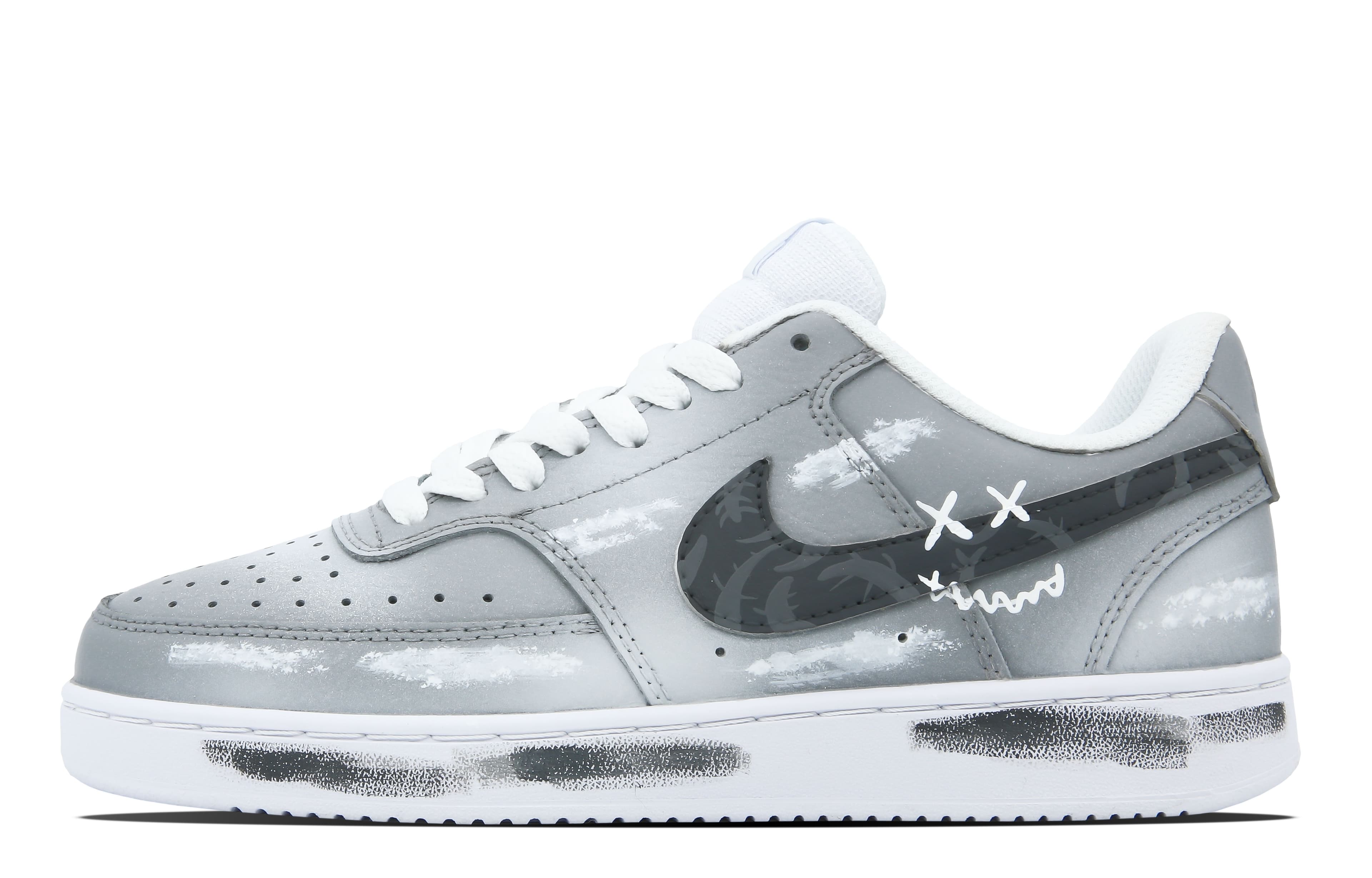 Nike Court Vision 1 Anti-Slip Wear-Resistant Lightweight Breathable Low-Top Skateboard Shoes Unisex Gray White