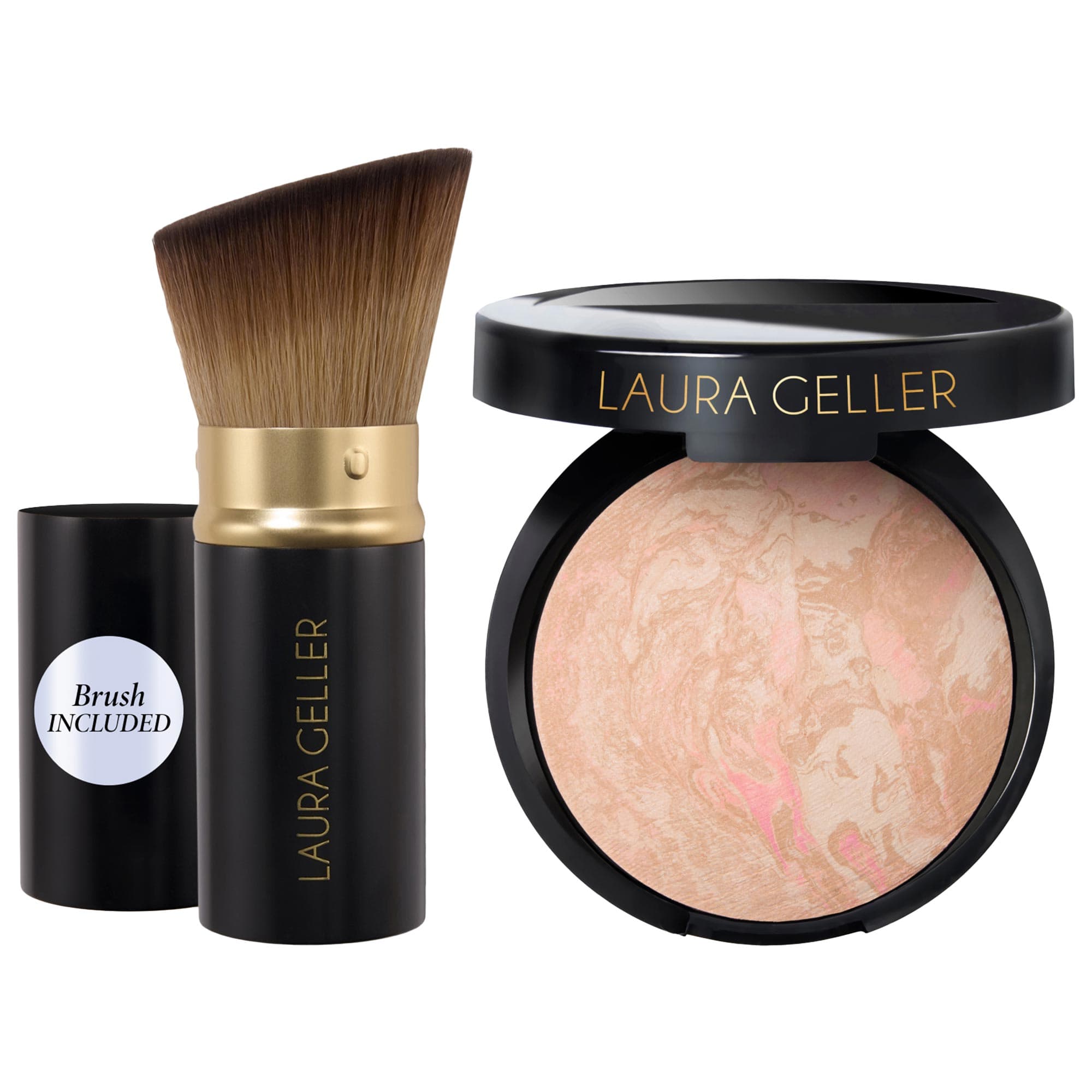 Balance and Brighten Color Correcting Baked Powder Foundation + Kabuki Brush Set