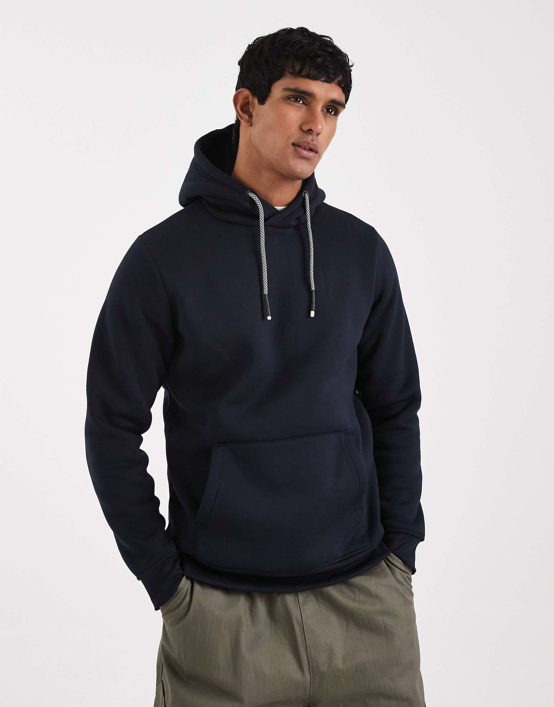 Brave Soul hoodie with contrast drawstrings in navy