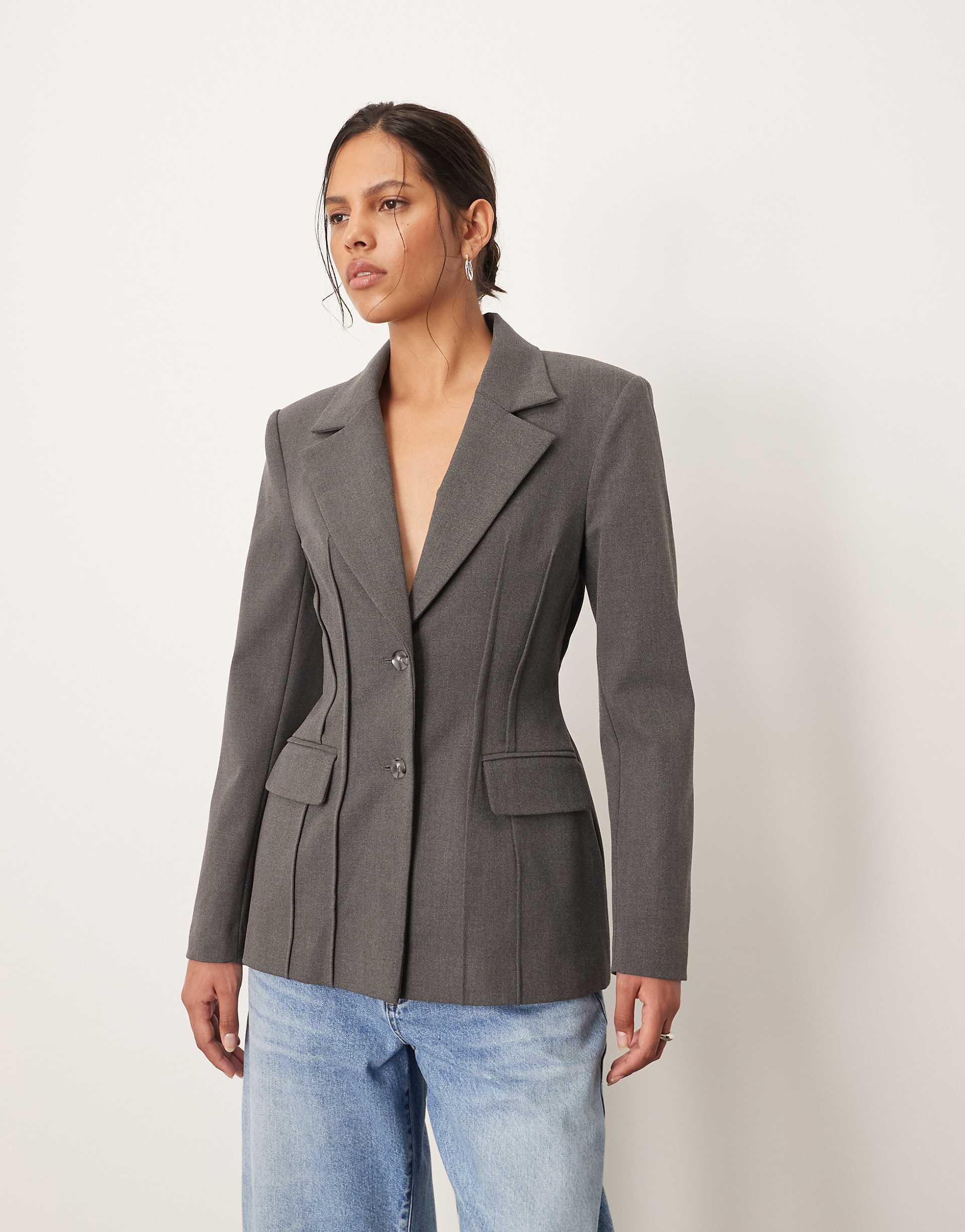 ARRANGE premium sculpted blazer in heather gray