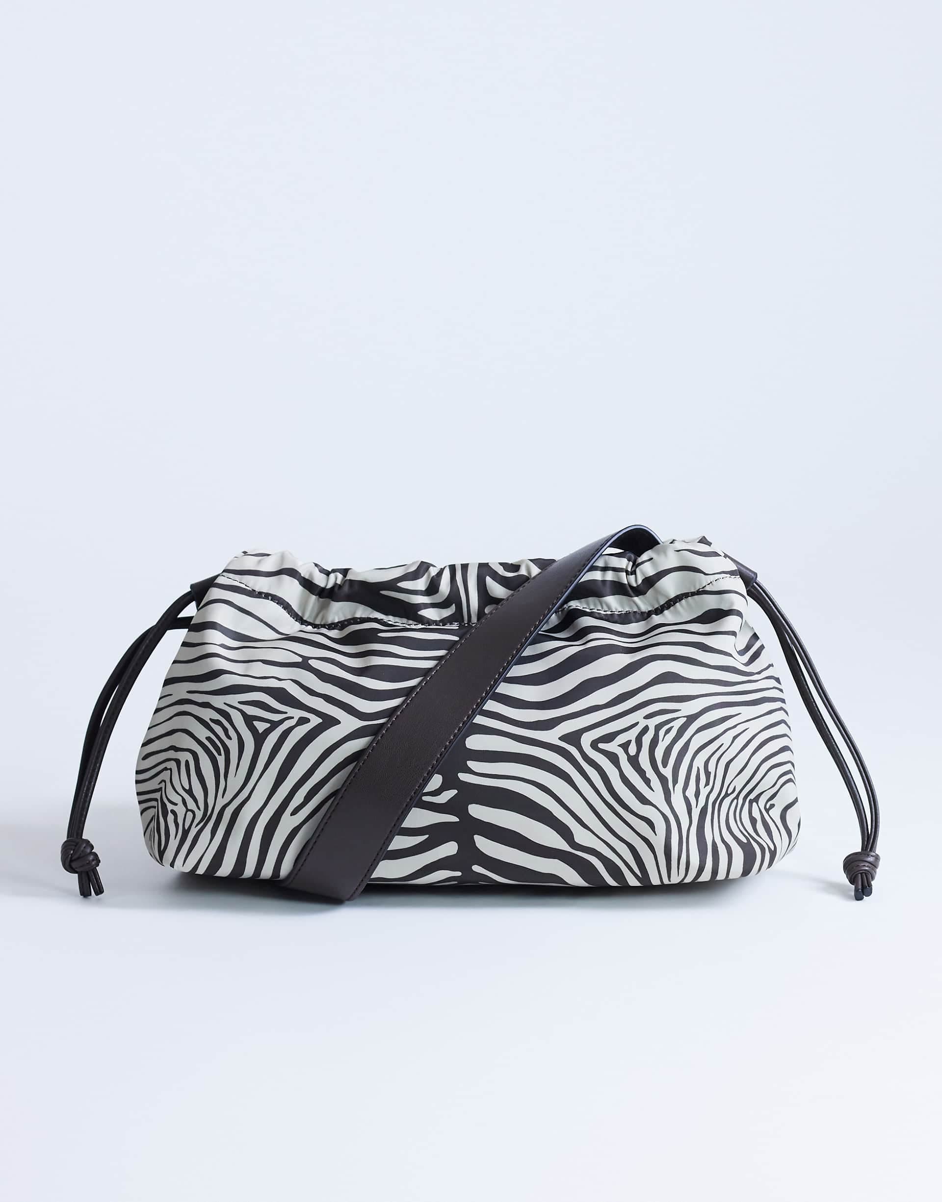 Topshop Charlie medium nylon cross-body bag in zebra