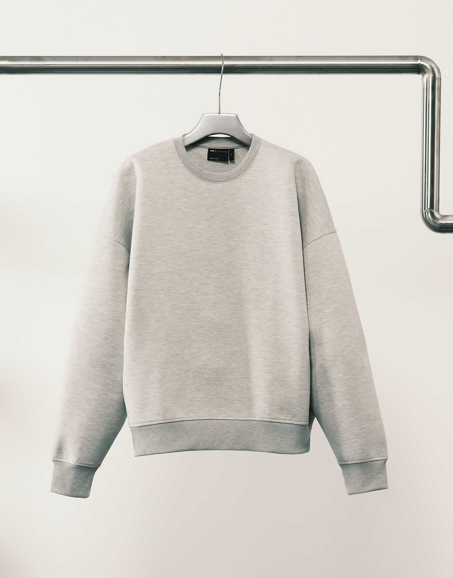 ASOS DESIGN heavyweight extreme oversized sweatshirt in scuba-style fabric in gray heather